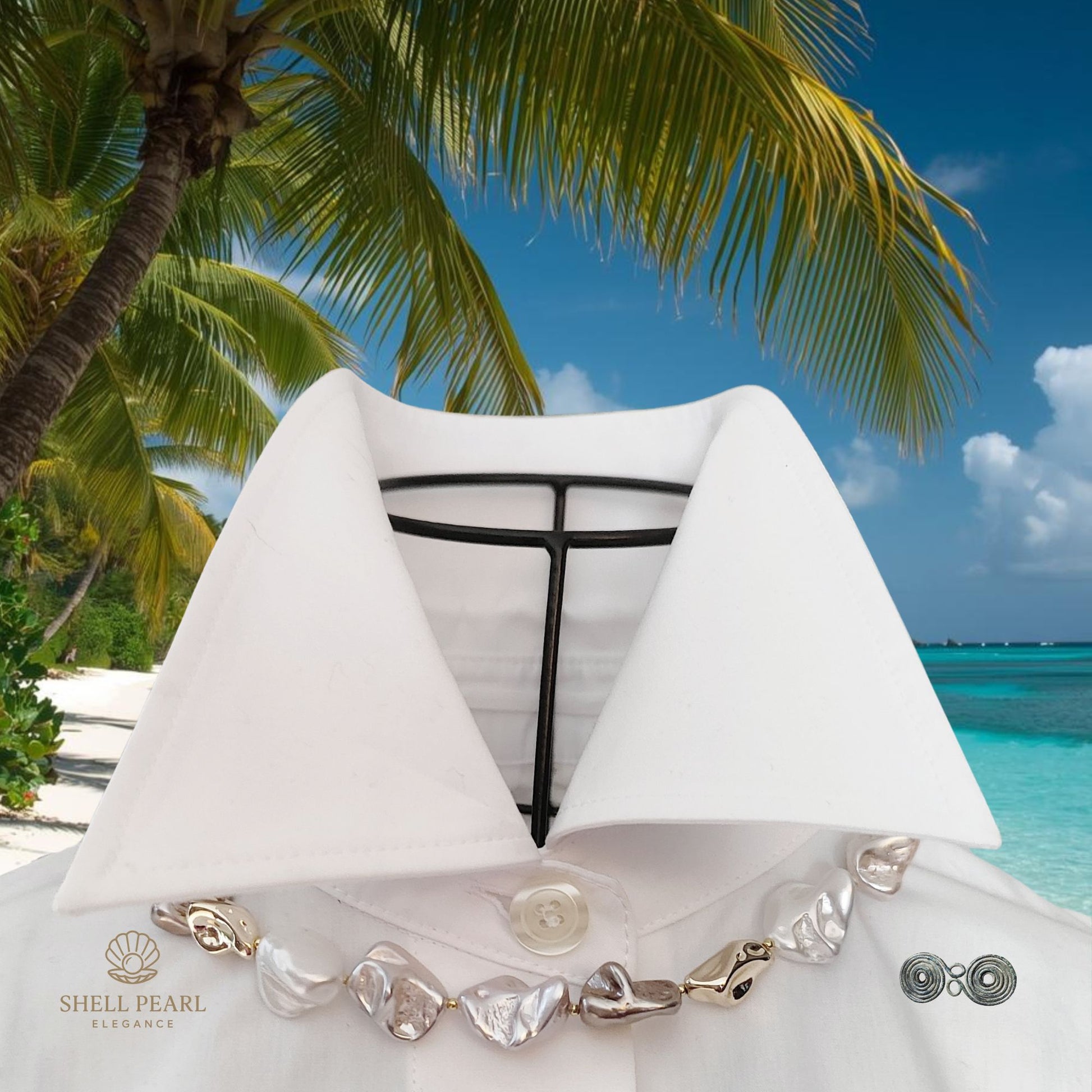 Collana perle di conchiglia barocche multicolore rosa bianco marrone GA0021.