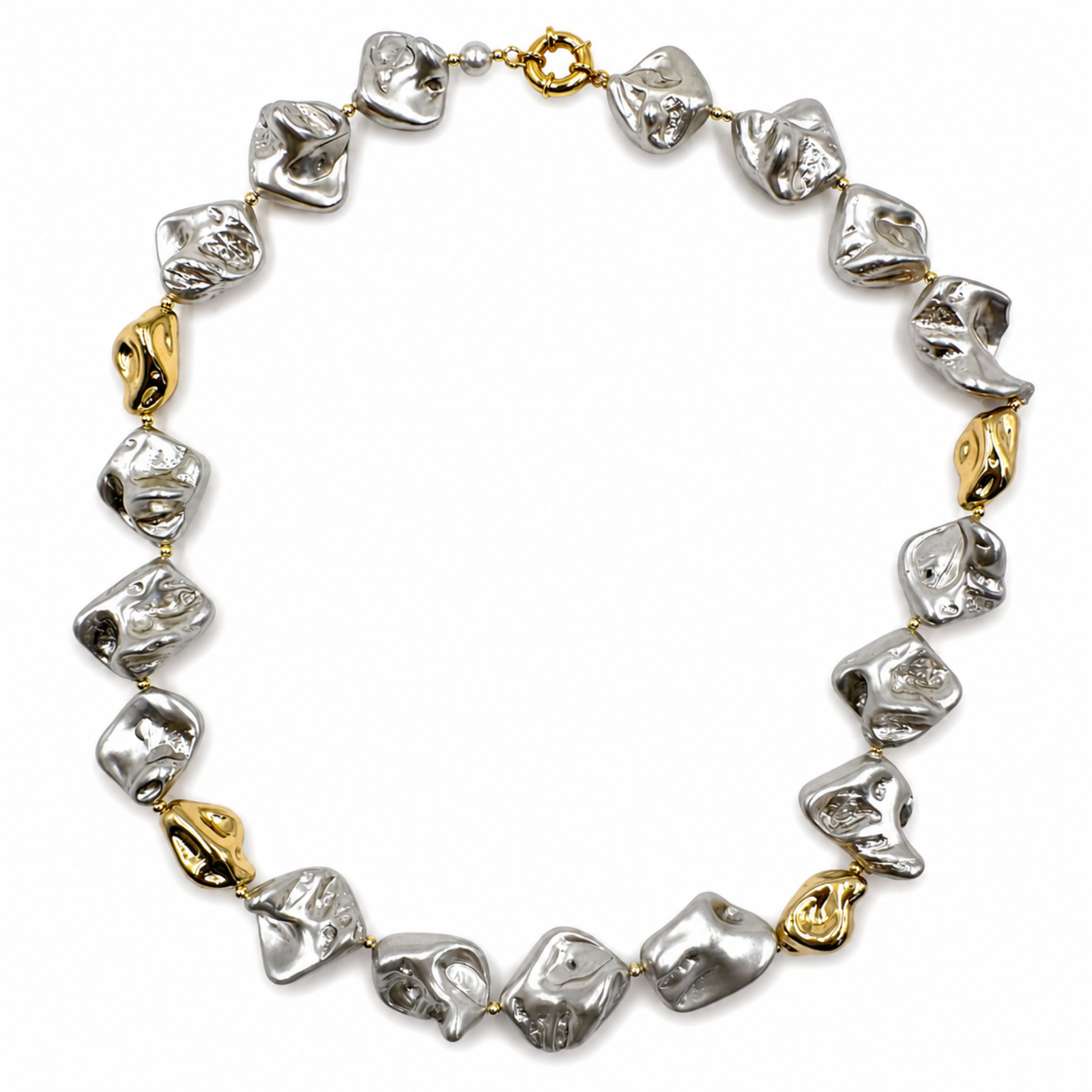 Collana Gemmopoli GA0023 Madreperla Ricostruita Barocca Argento Oro 