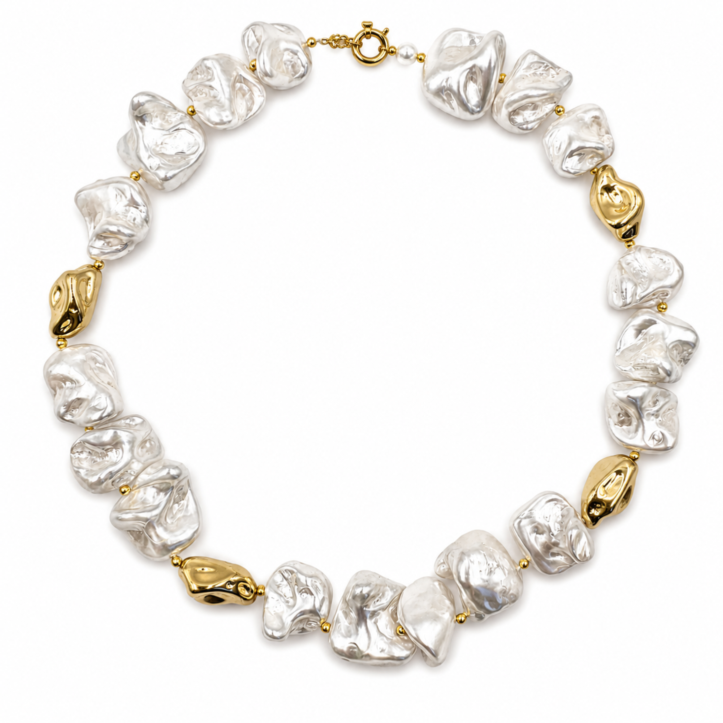 Collana Madreperla Barocca Bianco Perla Oro Rosa GA0024 Gemmopoli