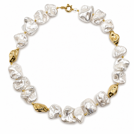Collana Madreperla Barocca Bianco Perla Oro Rosa GA0024 Gemmopoli