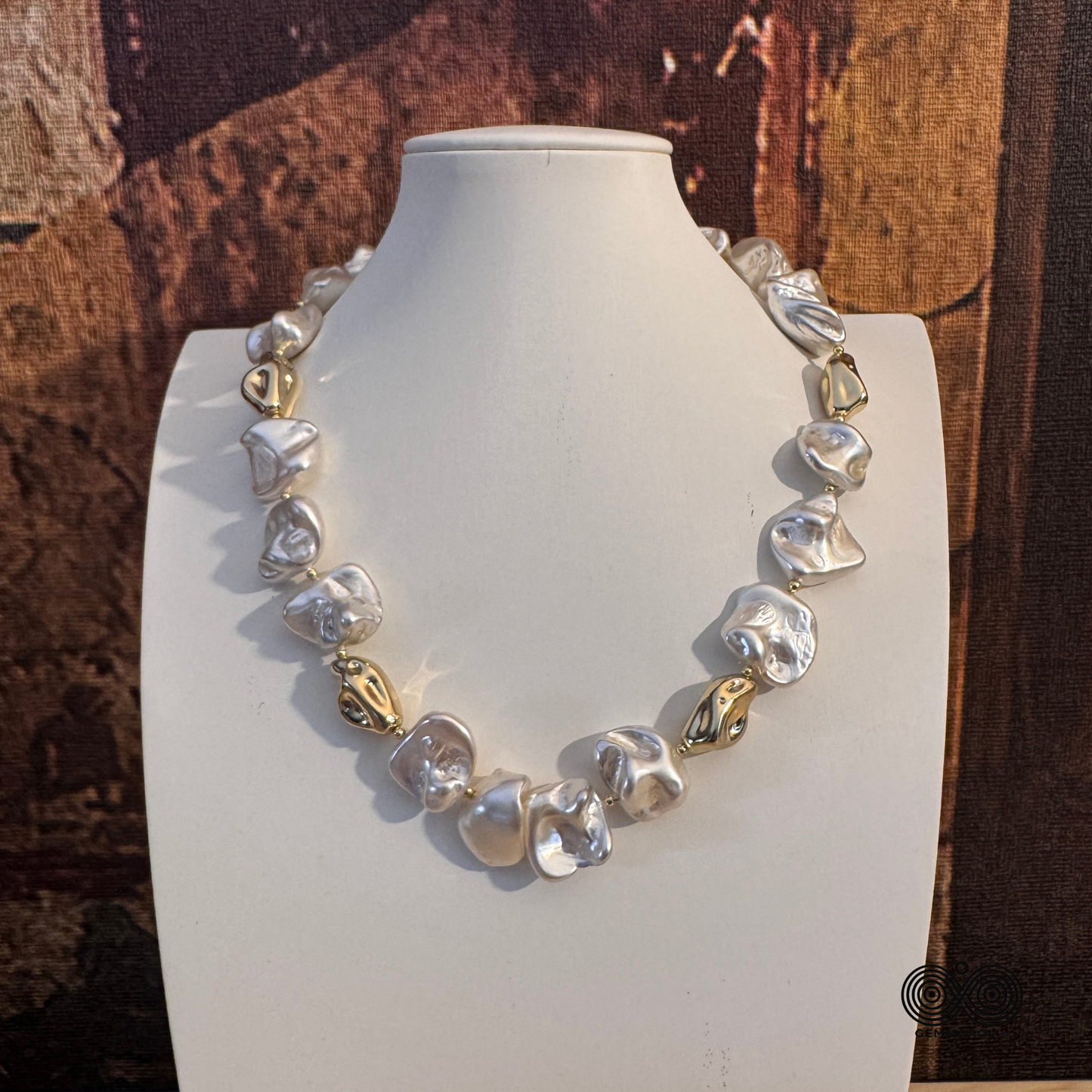 Collana Madreperla Barocca Bianco Perla Oro Rosa GA0024 Gemmopoli
