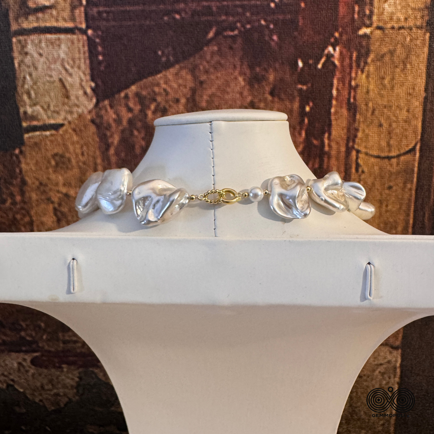 Collana Madreperla Barocca Bianco Perla Oro Rosa GA0024 Gemmopoli