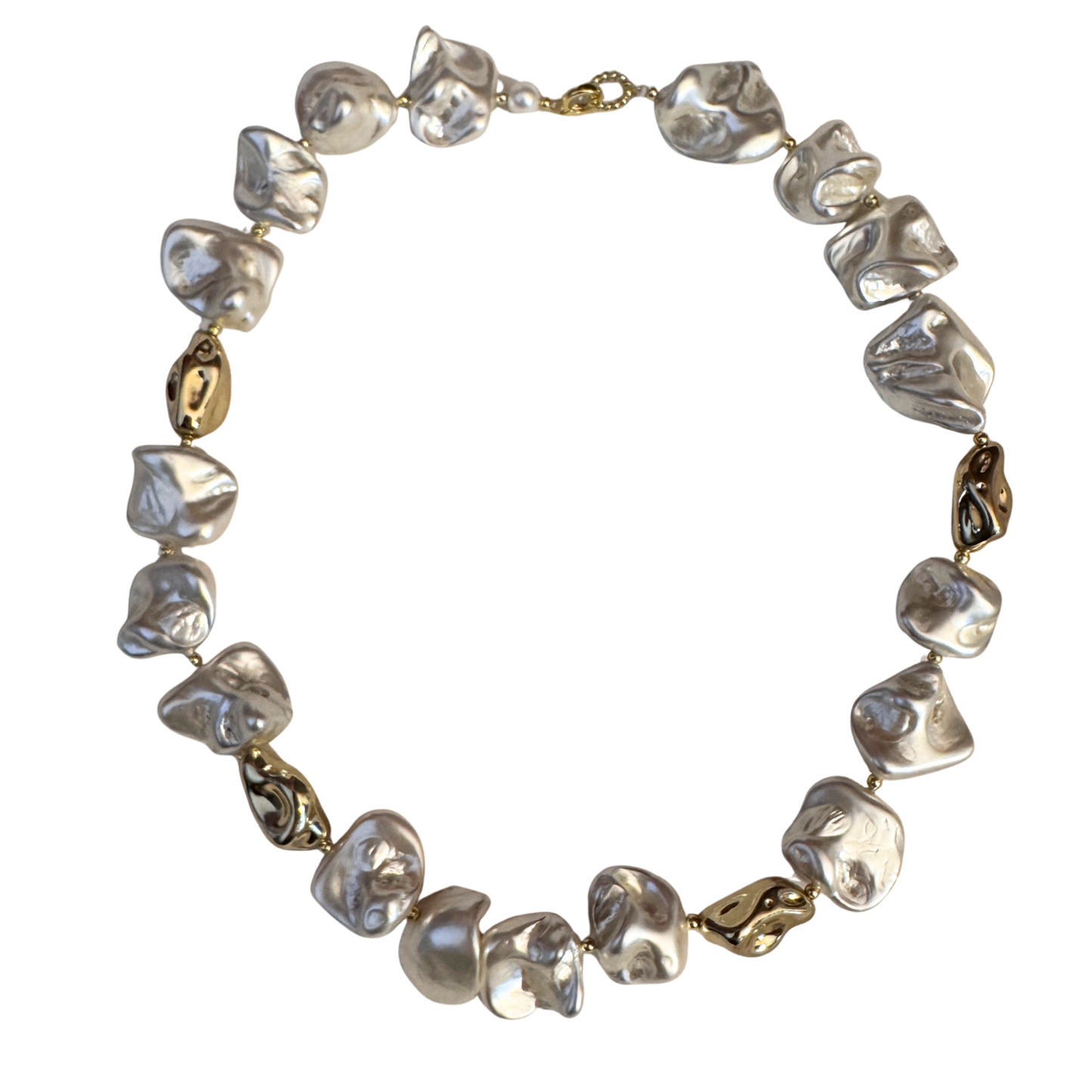 Collana Gemmopoli GA0025 Madreperla Ricostruita Barocca Bianco Perla Rosa Cipria Oro 
