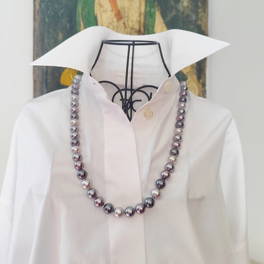 Collana Perle di Conchiglia Elegance tonde grigie 12 mm GA0026.