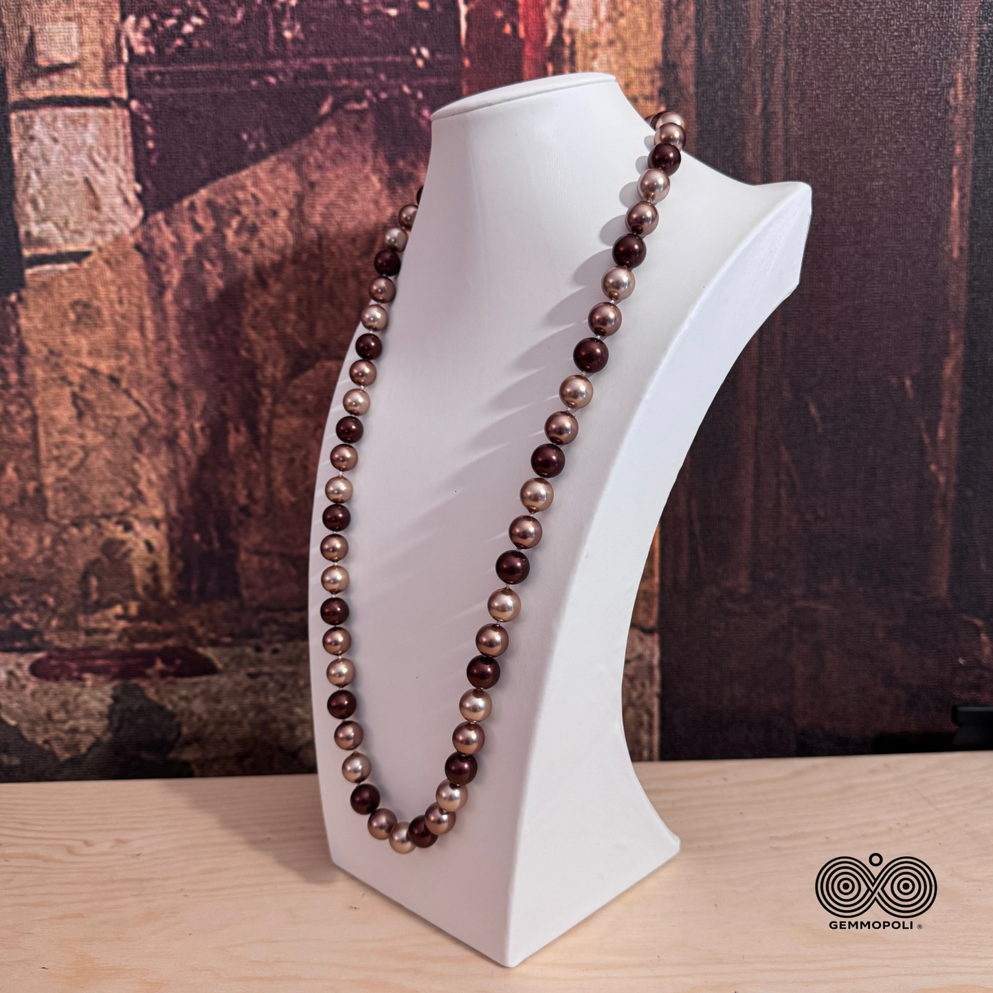 Collana Elegance 75 cm in Madreperla Ricostruita Bronzo Champagne 
