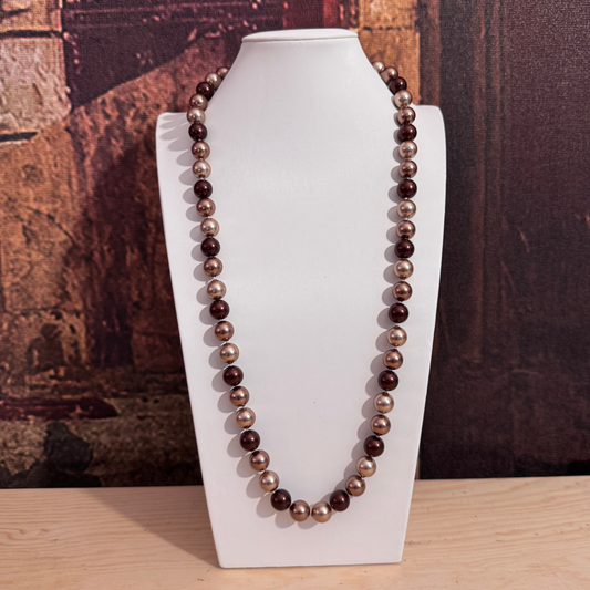 Collana Perle di Conchiglia Elegance tonde 12 mm multicolor marrone GA0027.