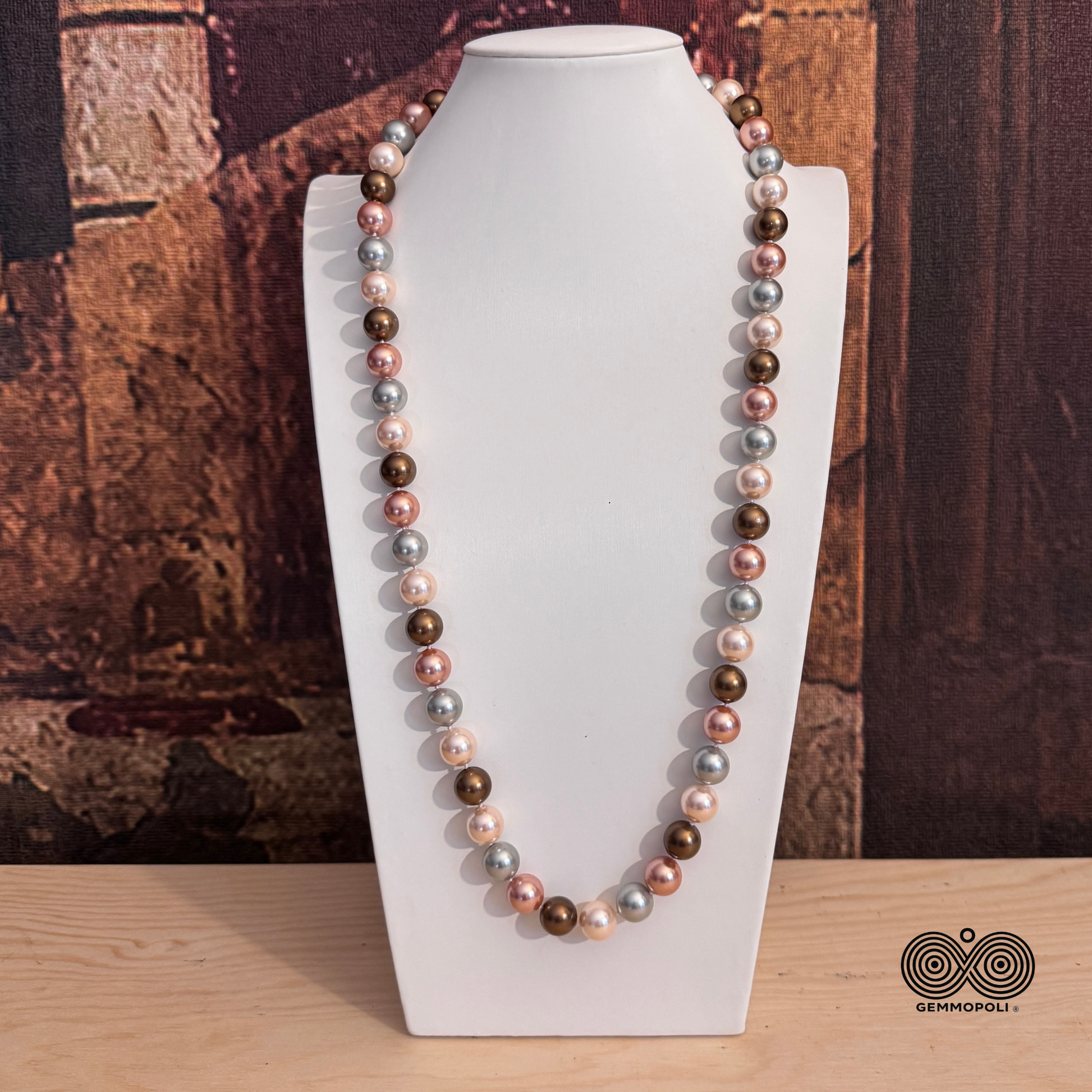 Collana Elegance 75 cm in Madreperla Ricostruita Rosa Cipria Multicolor 