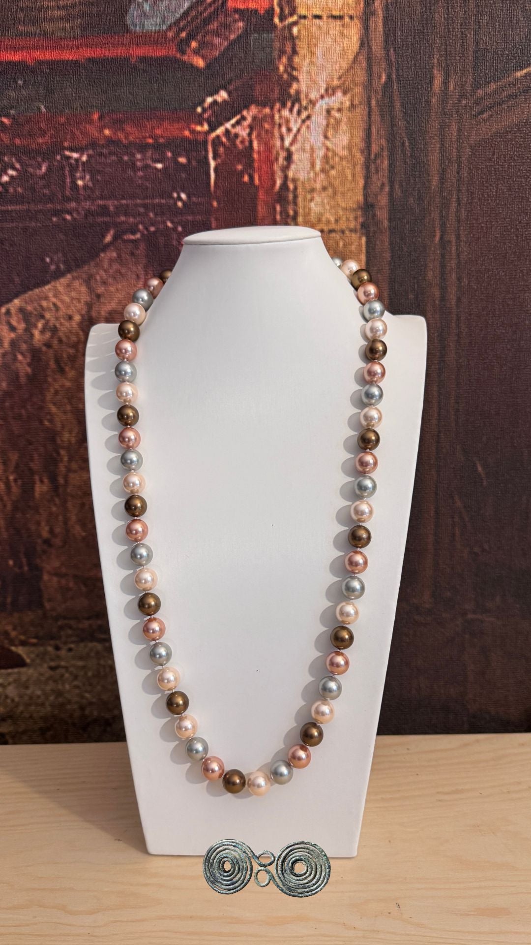 Collana Perle di Conchiglia Elegance tonde 12 mm multicolor GA0028, verticale