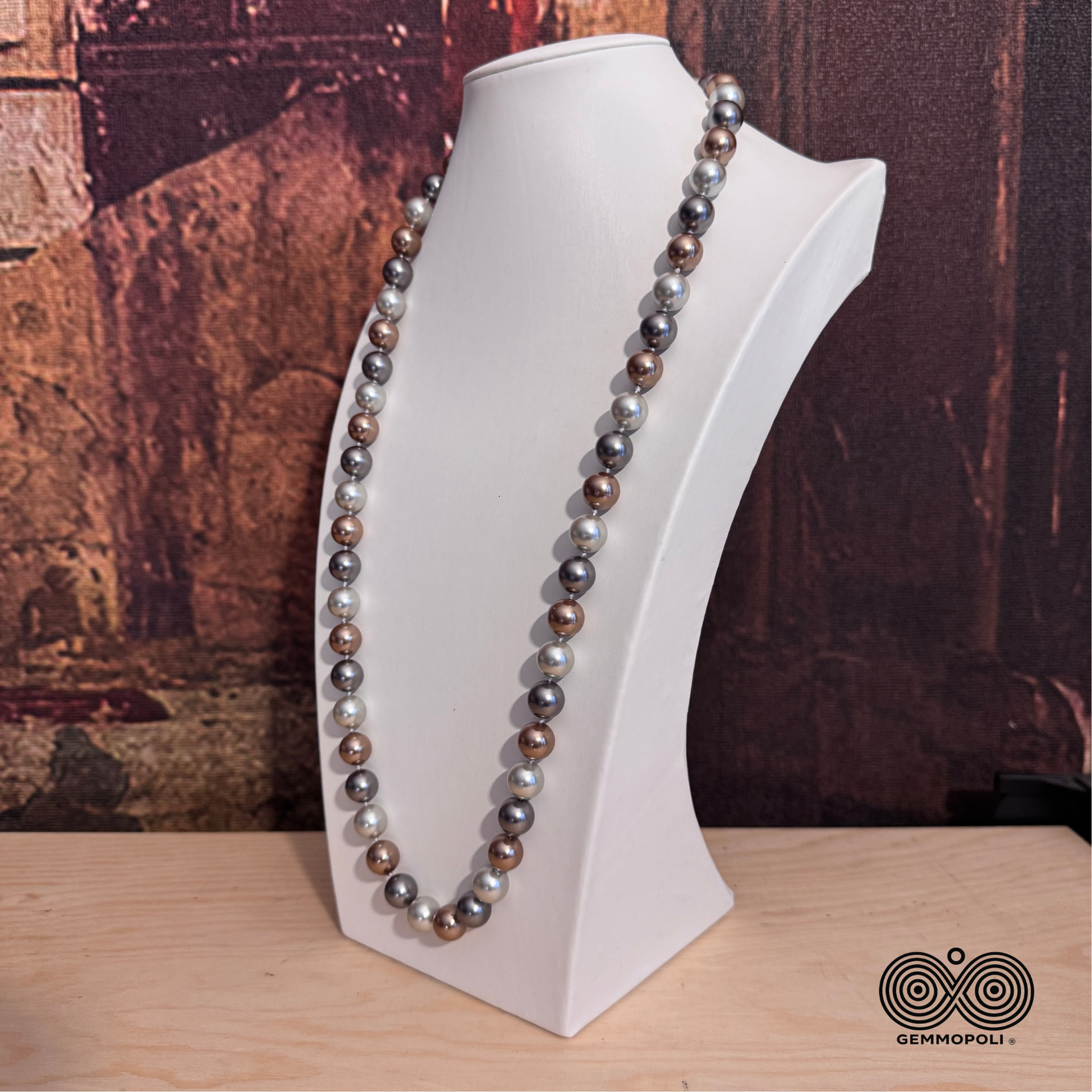Collana Lunga 75 cm Multicolor Perla Grigio Gemmopoli 