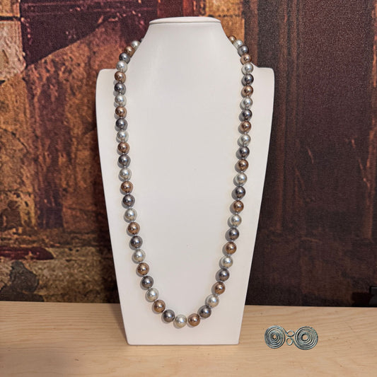 Collana Perle di Conchiglia Elegance tonde 12 mm multicolor grigio GA0029.