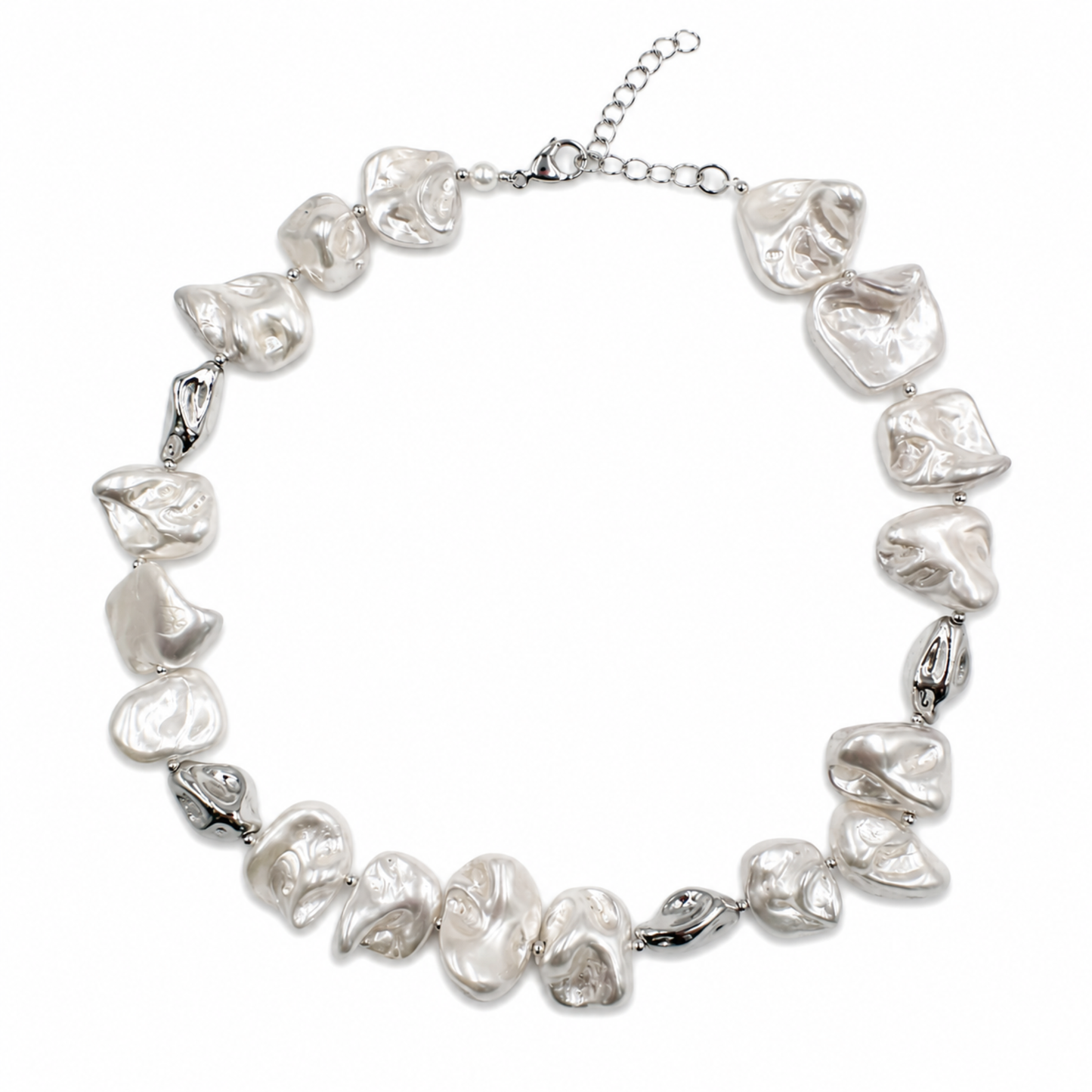 Collana Gemmopoli GA0030 Madreperla Ricostruita Barocca Bianco Perla Argento 