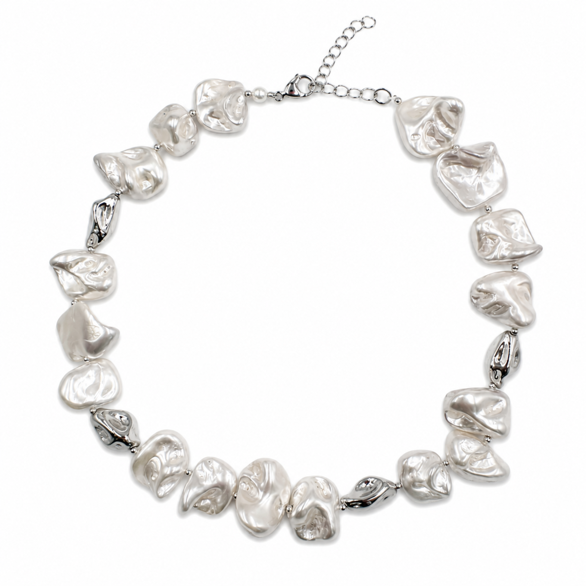 Collana Gemmopoli GA0030 Madreperla Ricostruita Barocca Bianco Perla Argento 