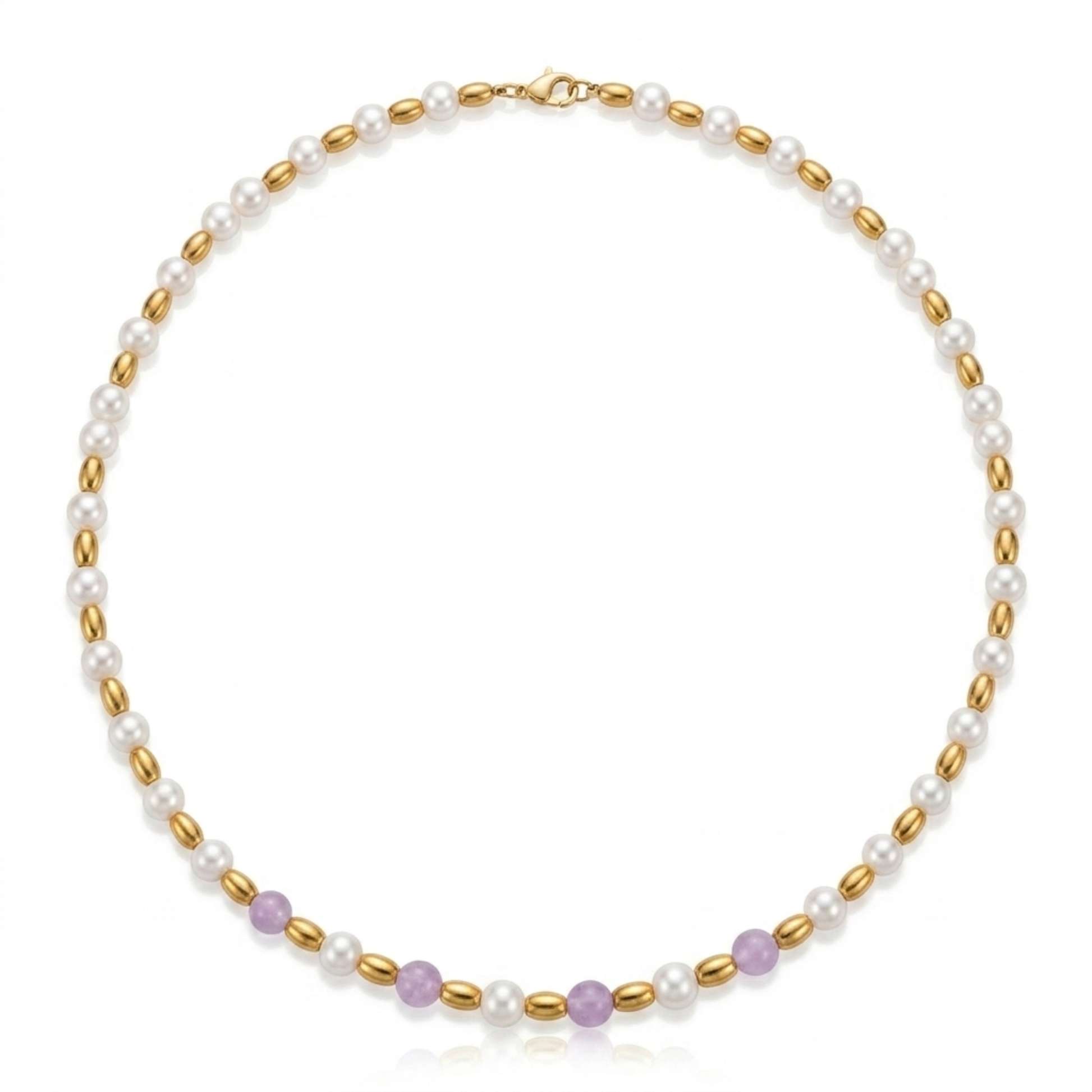 Collana Gemmopoli GA0031 Madreperla Bianca con Ametista Lavanda 
