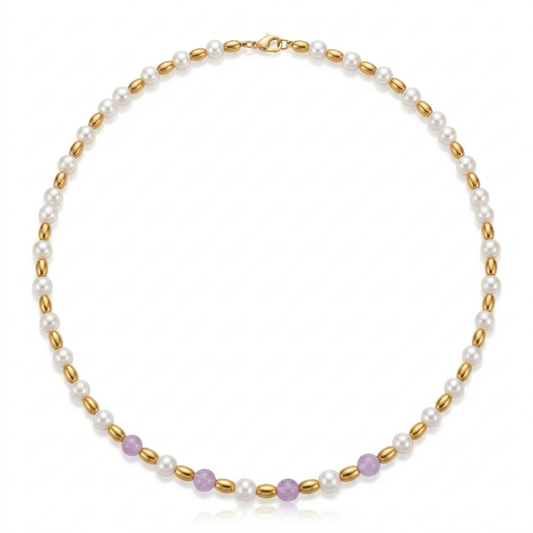Collana Gemmopoli GA0031 Madreperla Bianca con Ametista Lavanda 