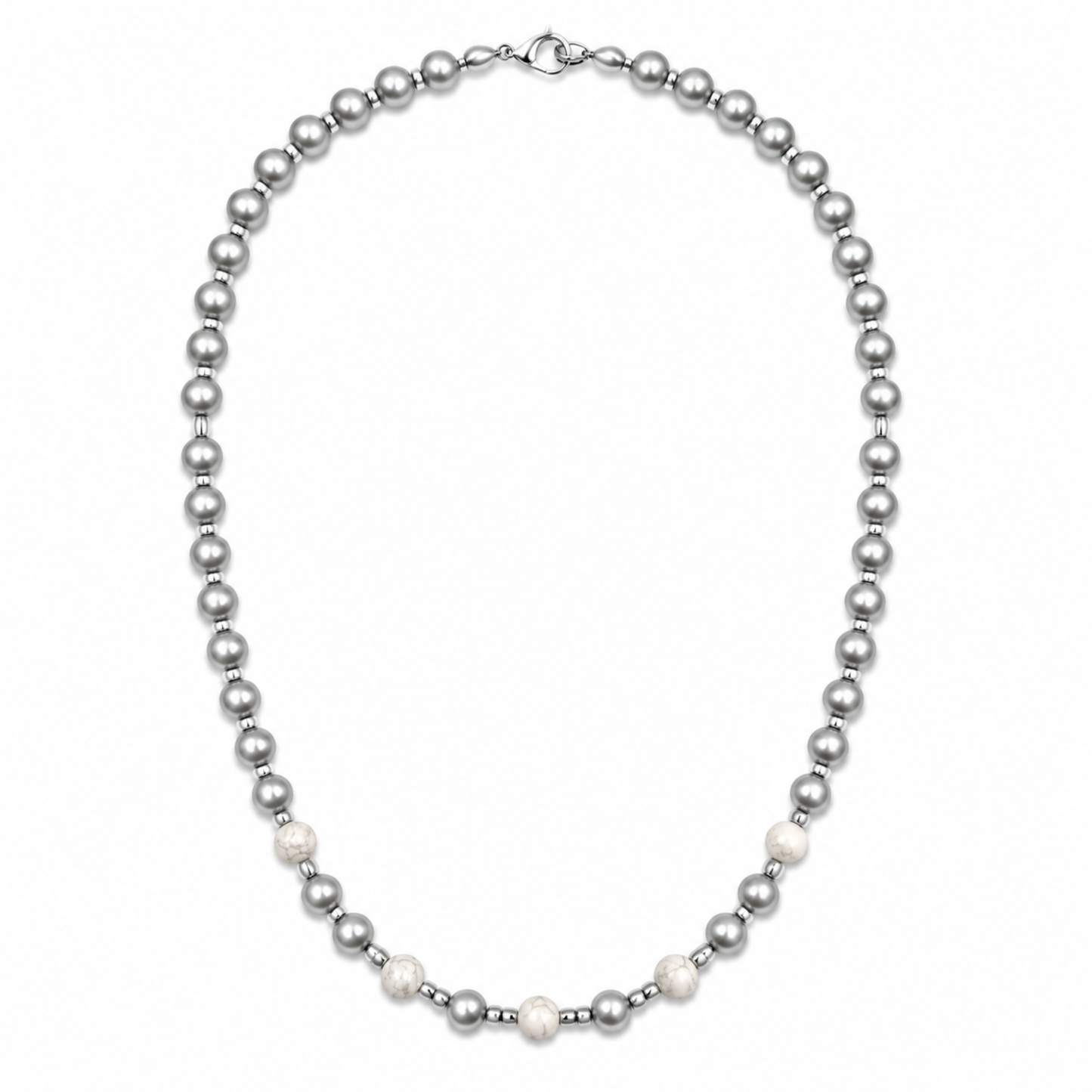 Collana Gemmopoli GA0032 Madreperla Grigia con Howlite Bianca 