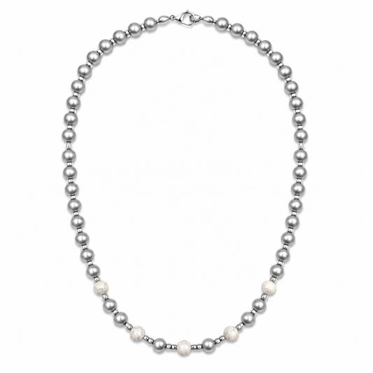 Collana Gemmopoli GA0032 Madreperla Grigia con Howlite Bianca 