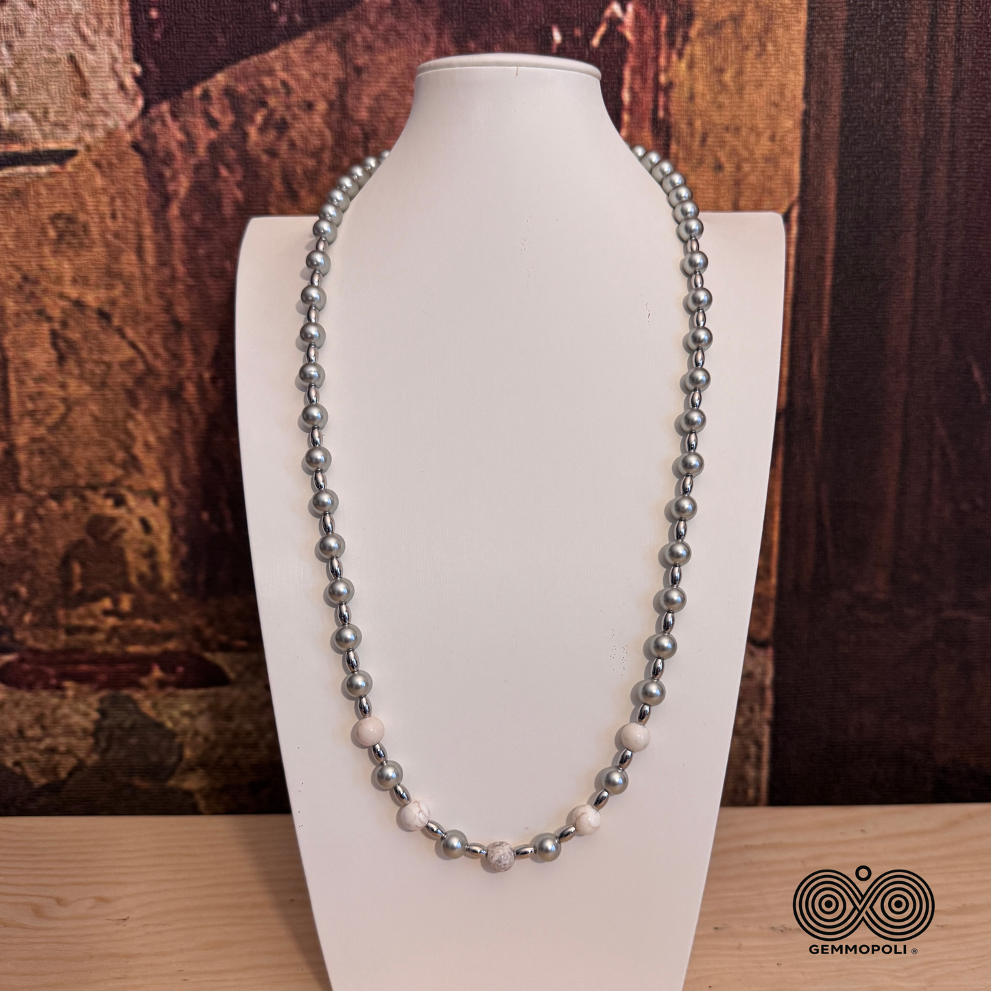 Collana lunga 60 cm in Madreperla Grigia 