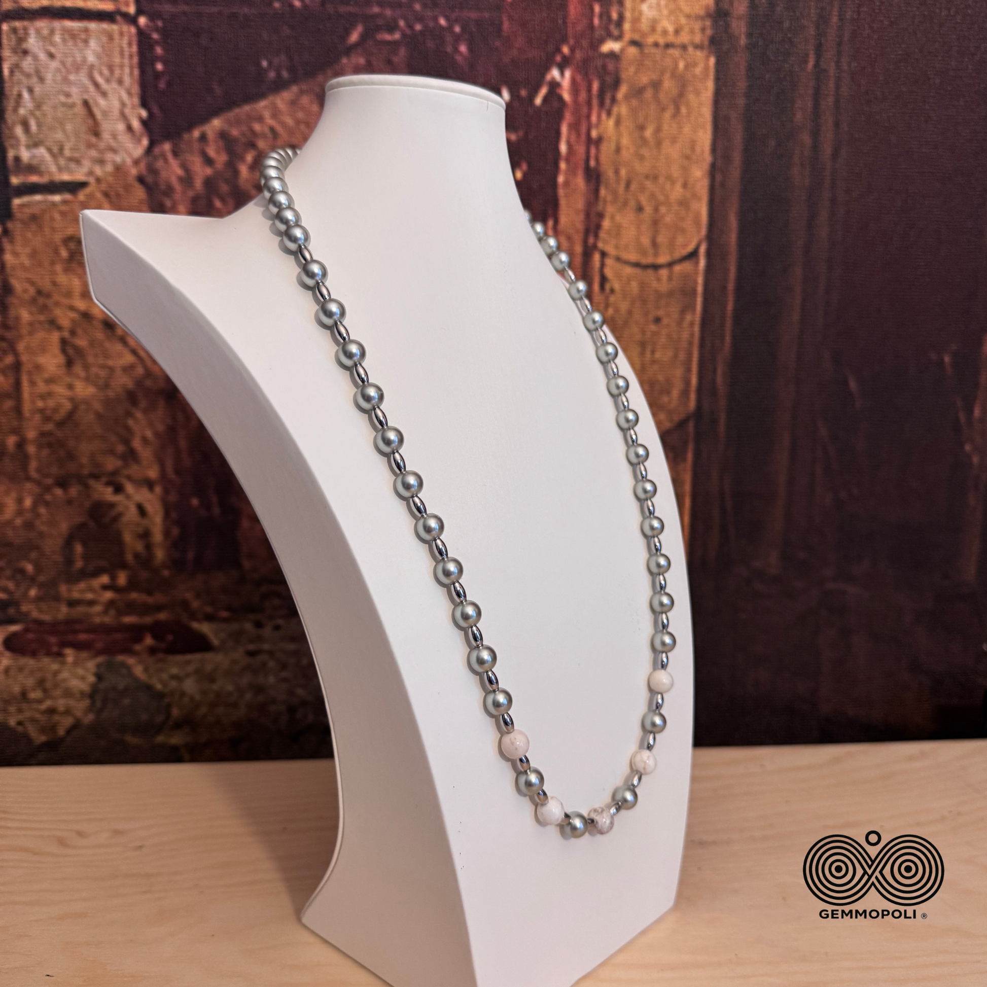 Collana donna con Howlite Bianca naturale 