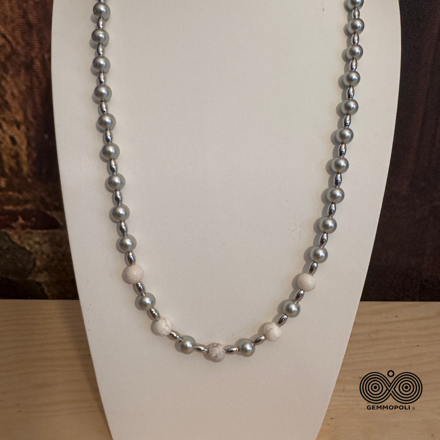 Collana 60 cm Acciaio Inox e Madreperla 