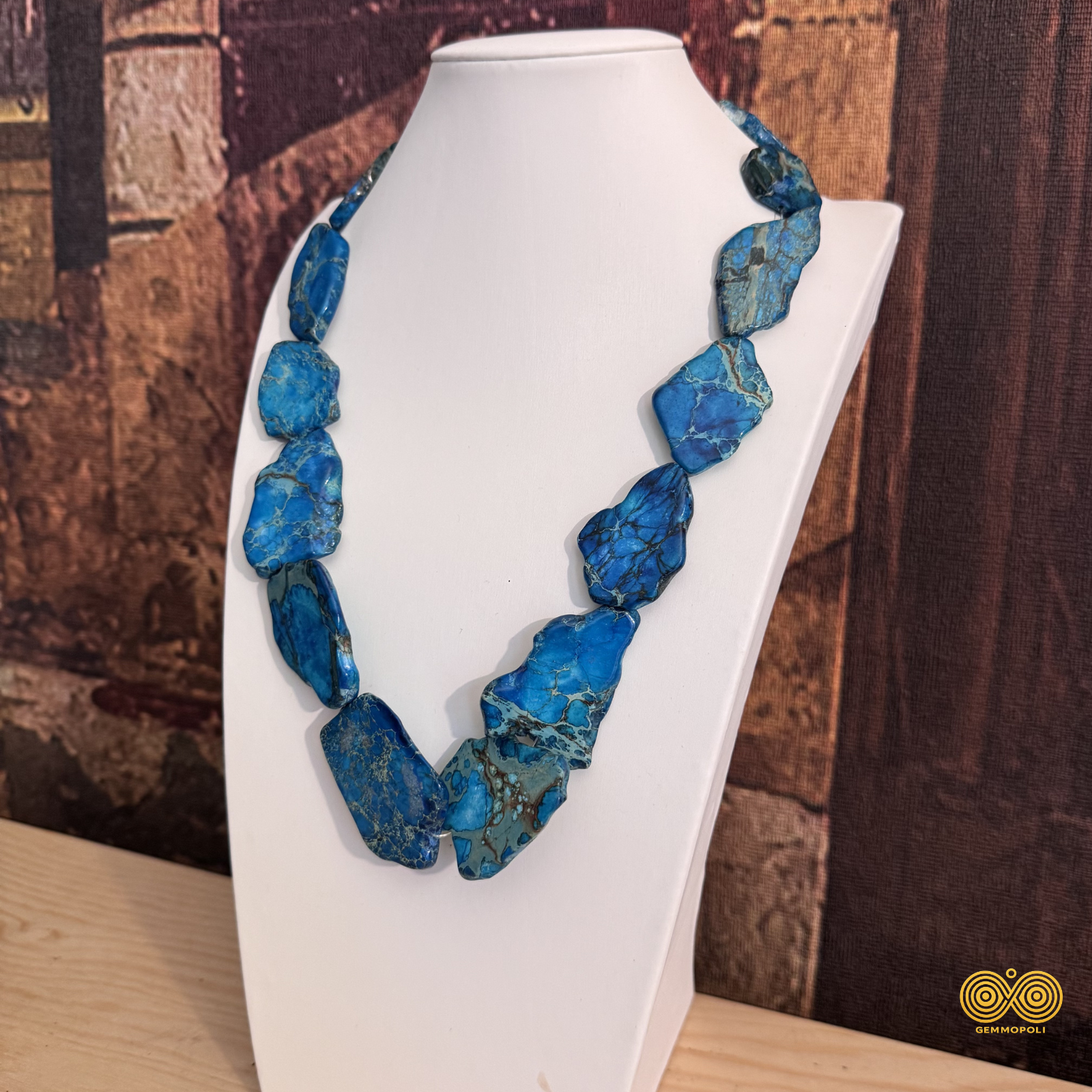 Gioiello Gemmopoli con Diaspro Imperiale Blu e acciaio inox 