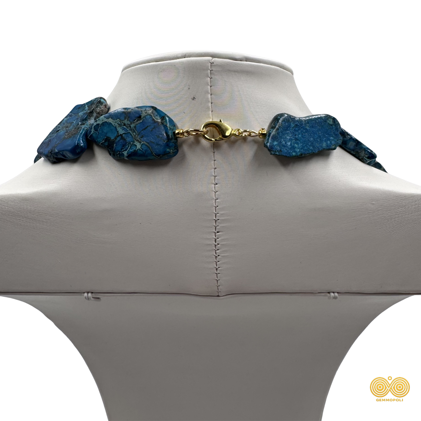 Collana in Diaspro Imperiale Blu con chiusura a moschettone 