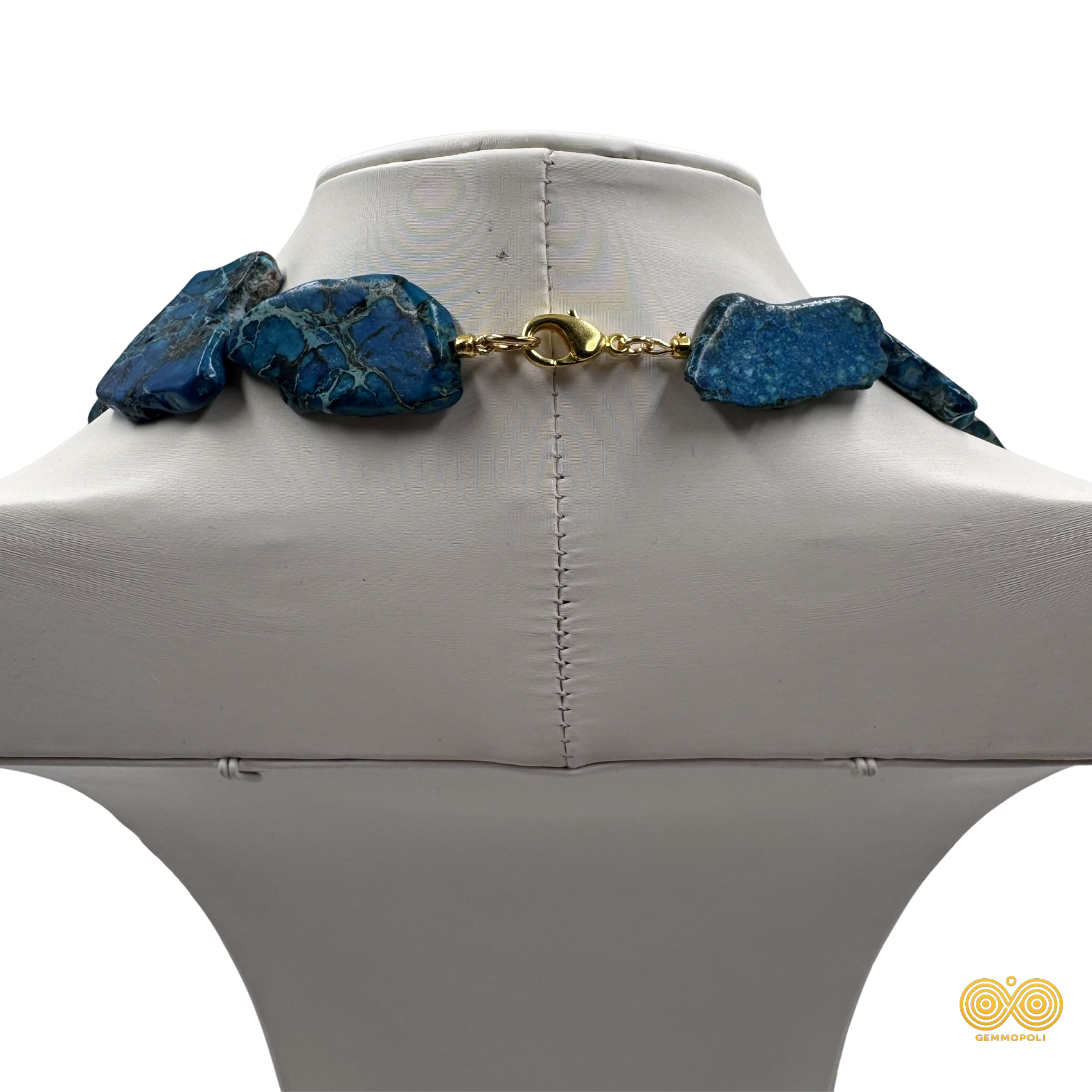 Collana in Diaspro Imperiale Blu con chiusura a moschettone 