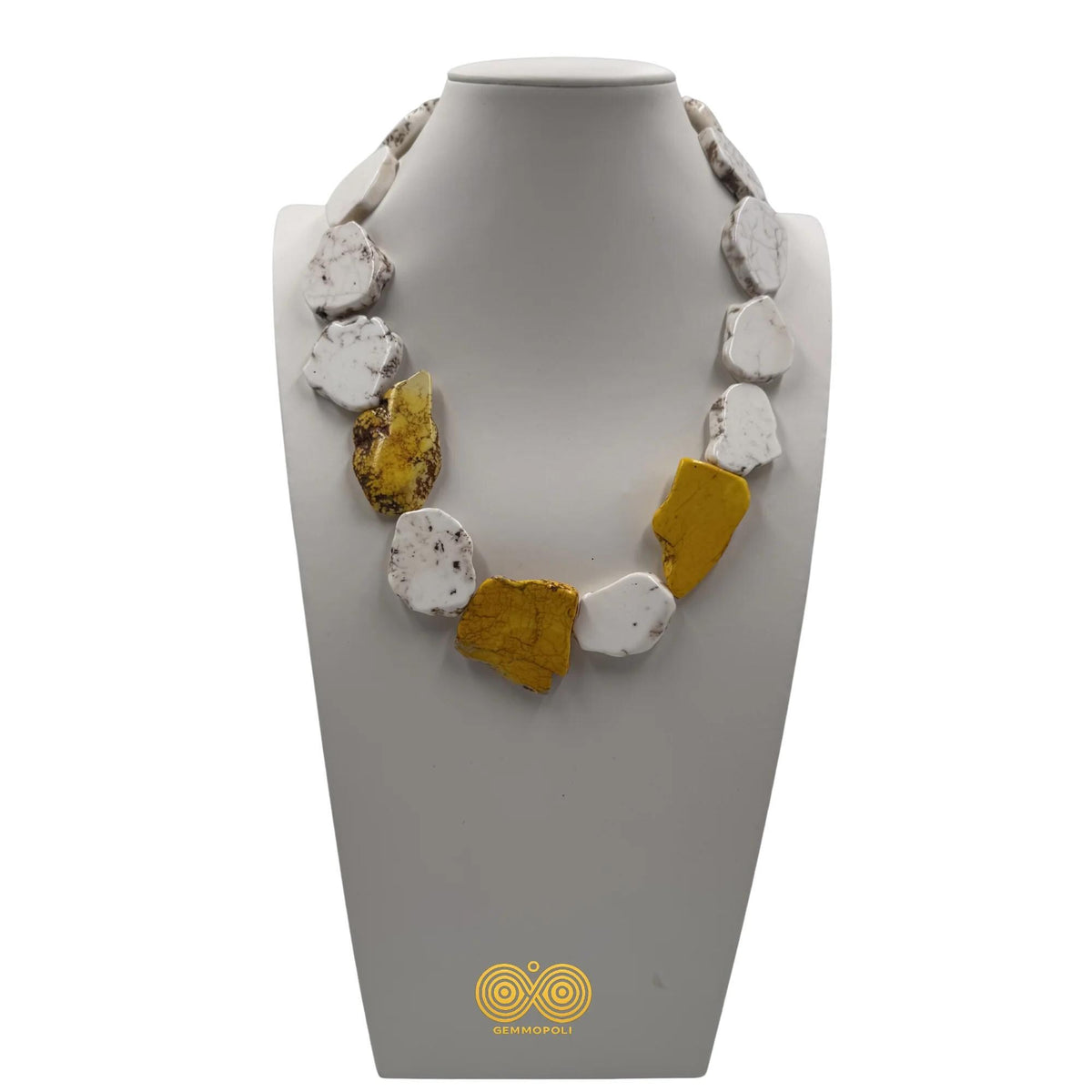 Collana Howlite Bianca Gialla Naturale Irregolare 55 cm GA0044 Gemmopoli - GA0044 - foto 2