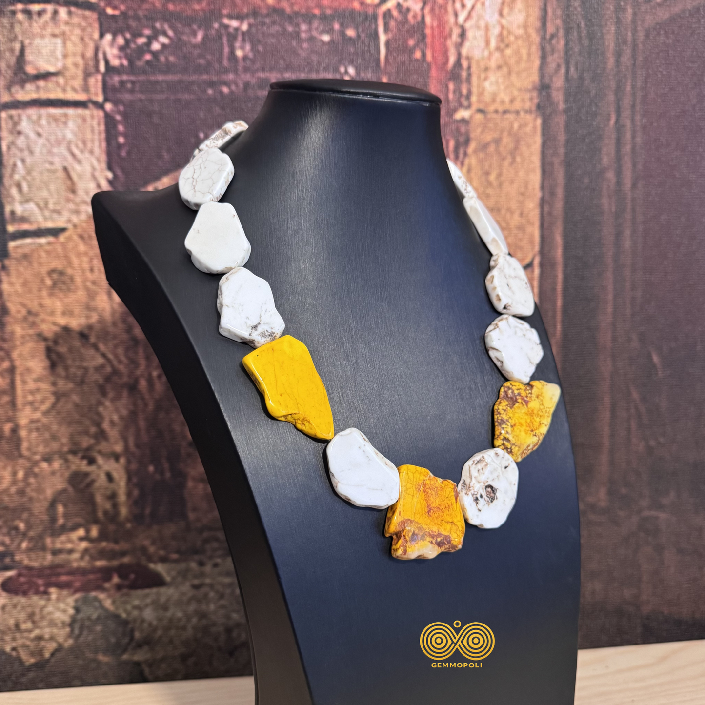 Collana lunga 55 cm con pietre naturali irregolari Gemmopoli 