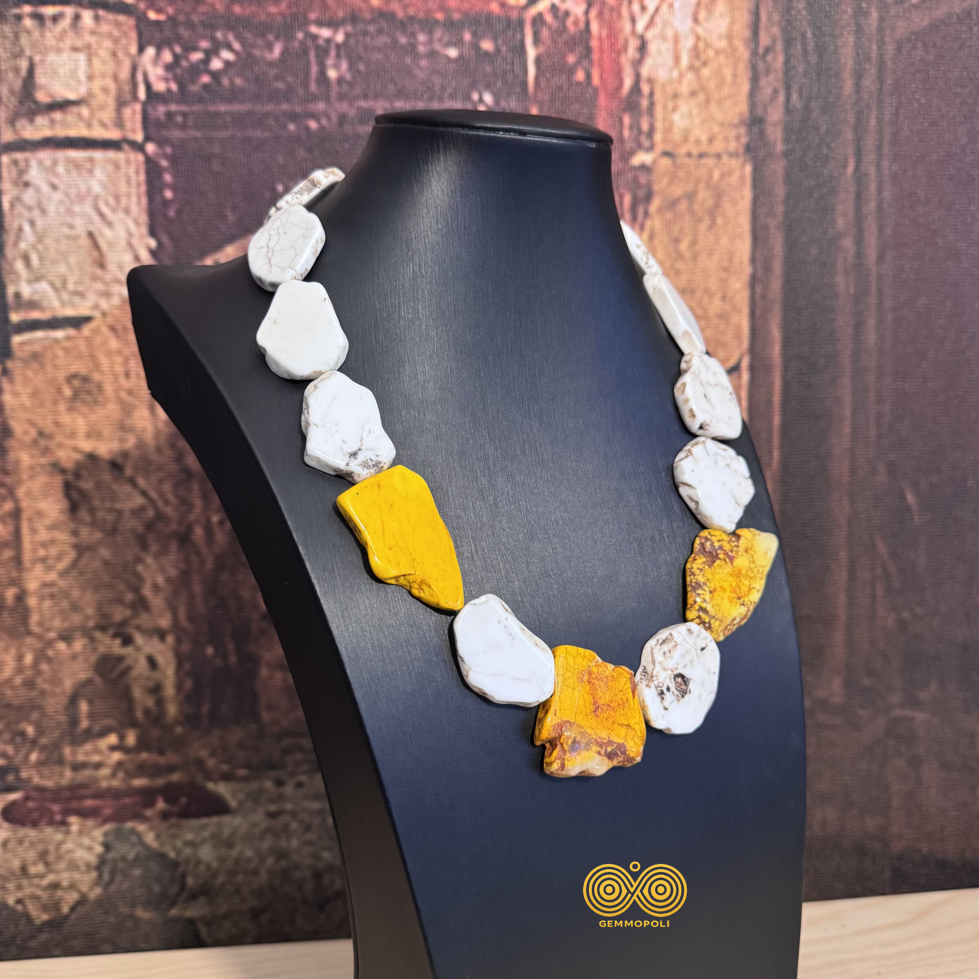 Collana lunga 55 cm con pietre naturali irregolari Gemmopoli 