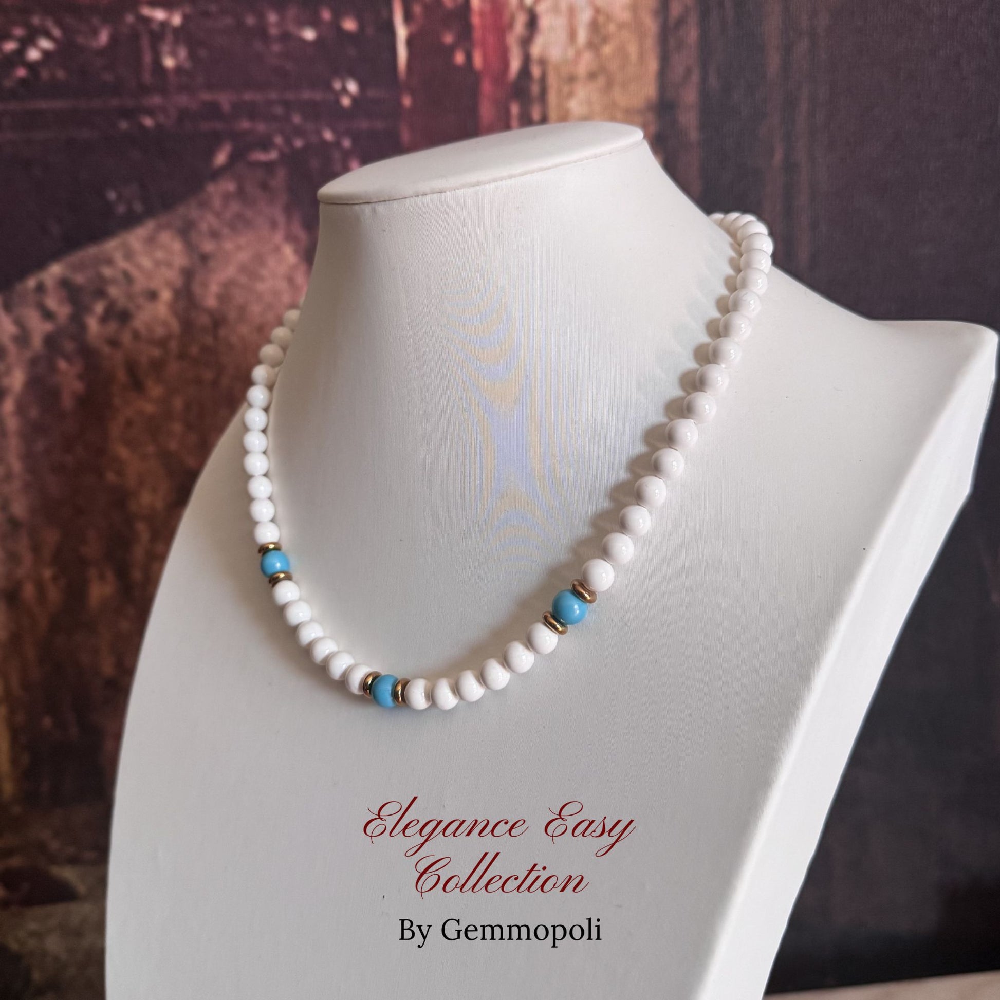 Girocollo bianco perle elegance GA0053 vista da destra
