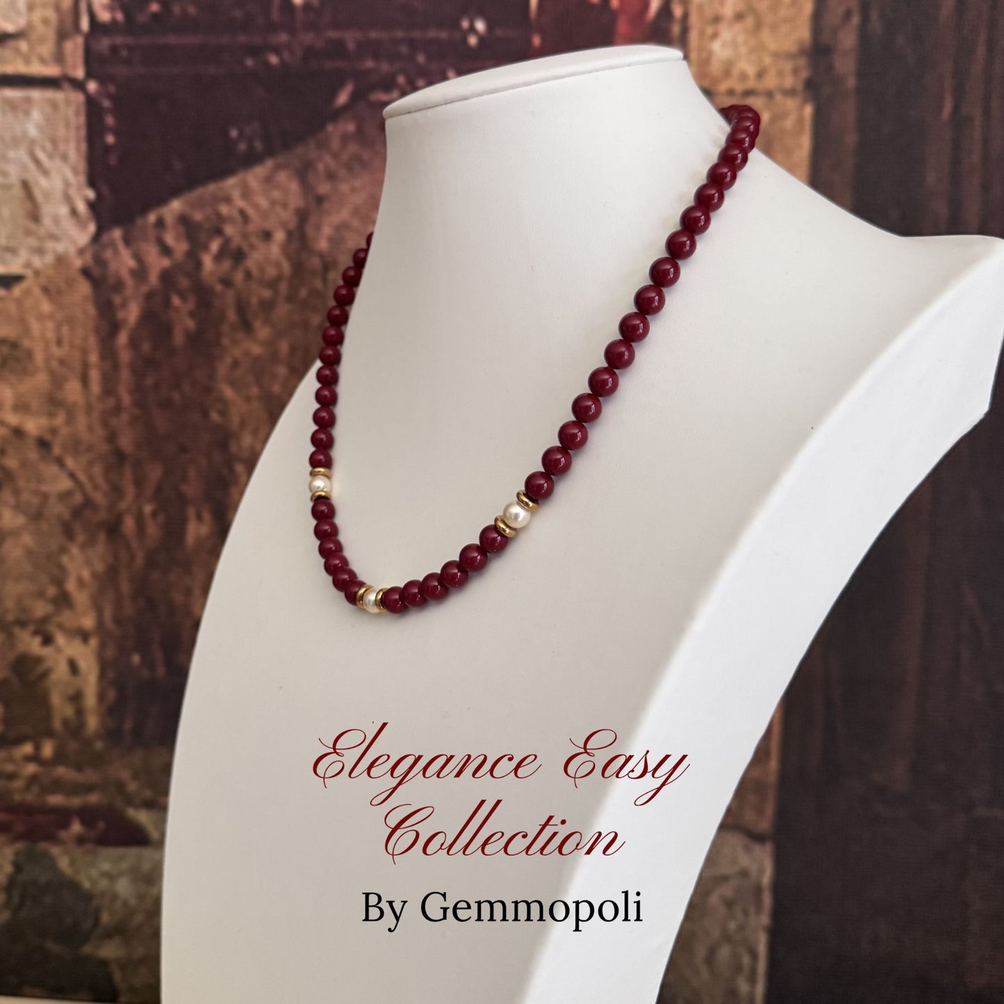Collana colorata Elegance Easy bordeaux stile elegante vista da destra