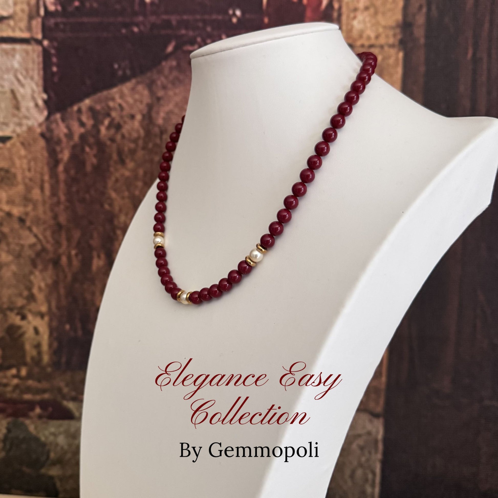 Collana colorata Elegance Easy bordeaux stile elegante vista da destra