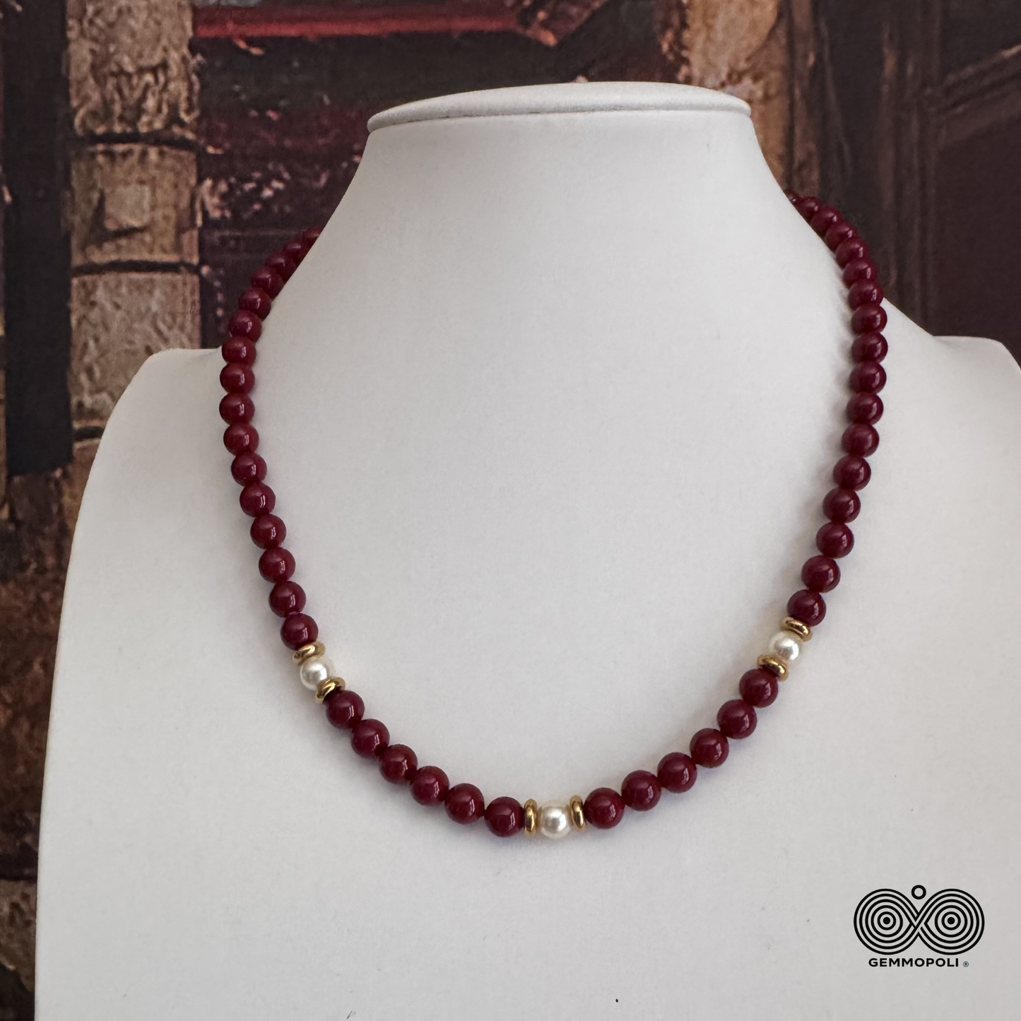 Collana Elegance Easy Madreperla Bordeaux e Bianco Perla 