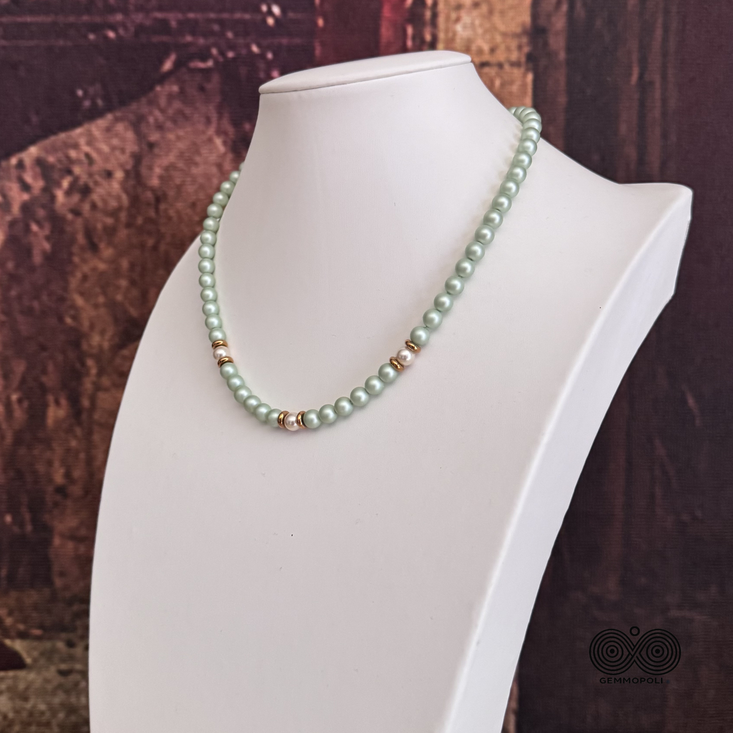 Vista Laterale Collana Elegance Easy Verde Acqua Gemmopoli 