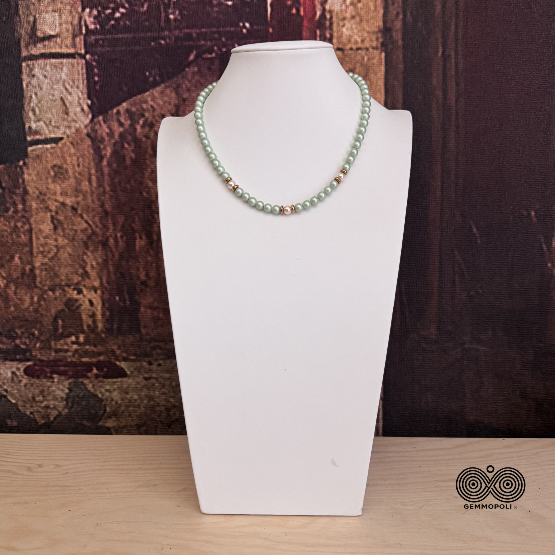 Vista Frontale Collana Elegance Easy Verde Acqua Gemmopoli 
