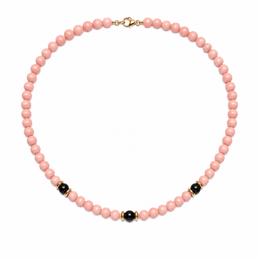 Collana Gemmopoli GA0058 Madreperla Rosa con tre perle Bordeaux 