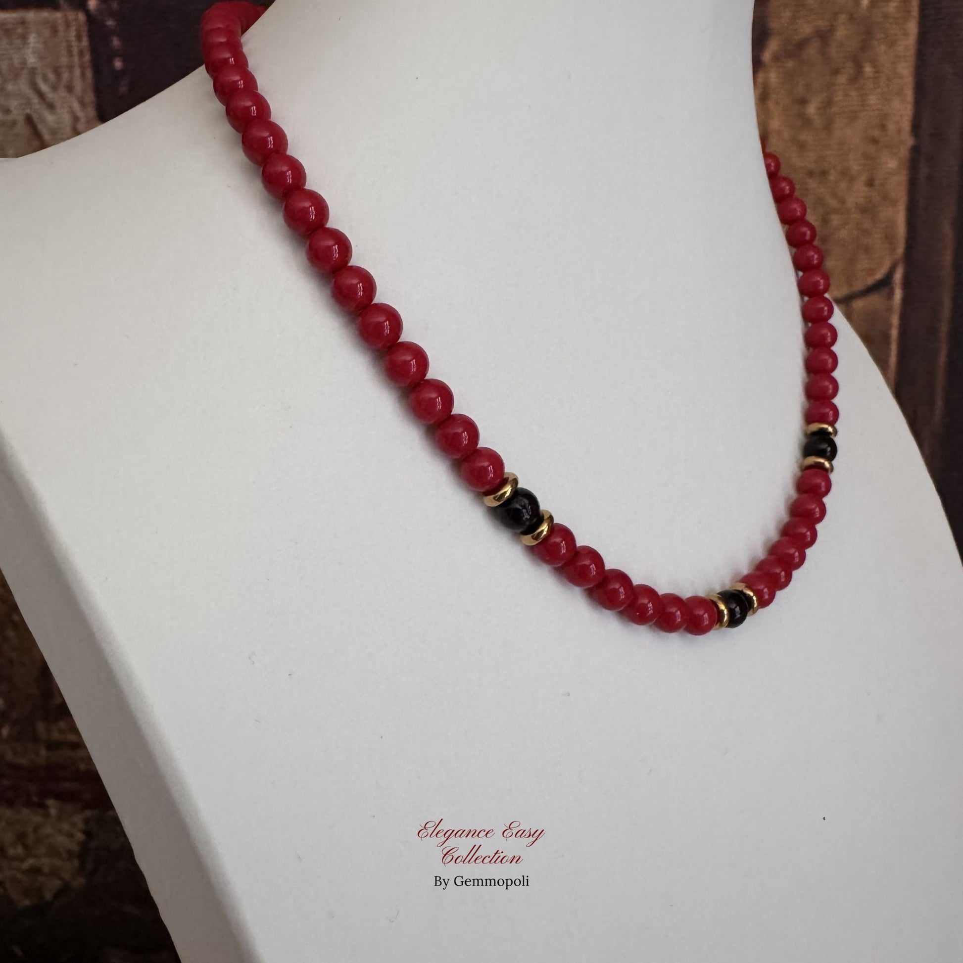 Collana Elegance Easy rossa luminosa con dettaglio nero