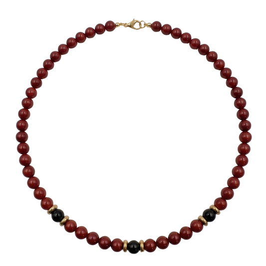 Collana Gemmopoli GA0060 Madreperla Rossa con tre perle Nere 