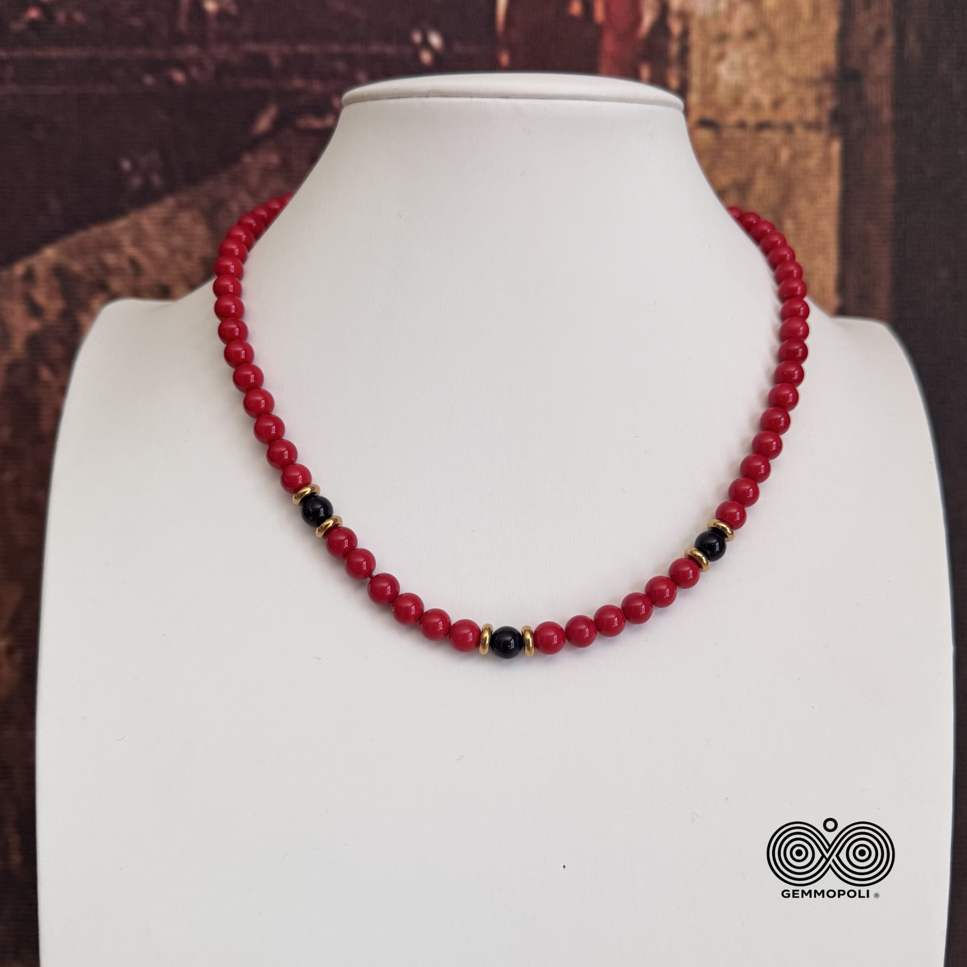 Collana Elegance Easy Rossa e Nera 6 mm 