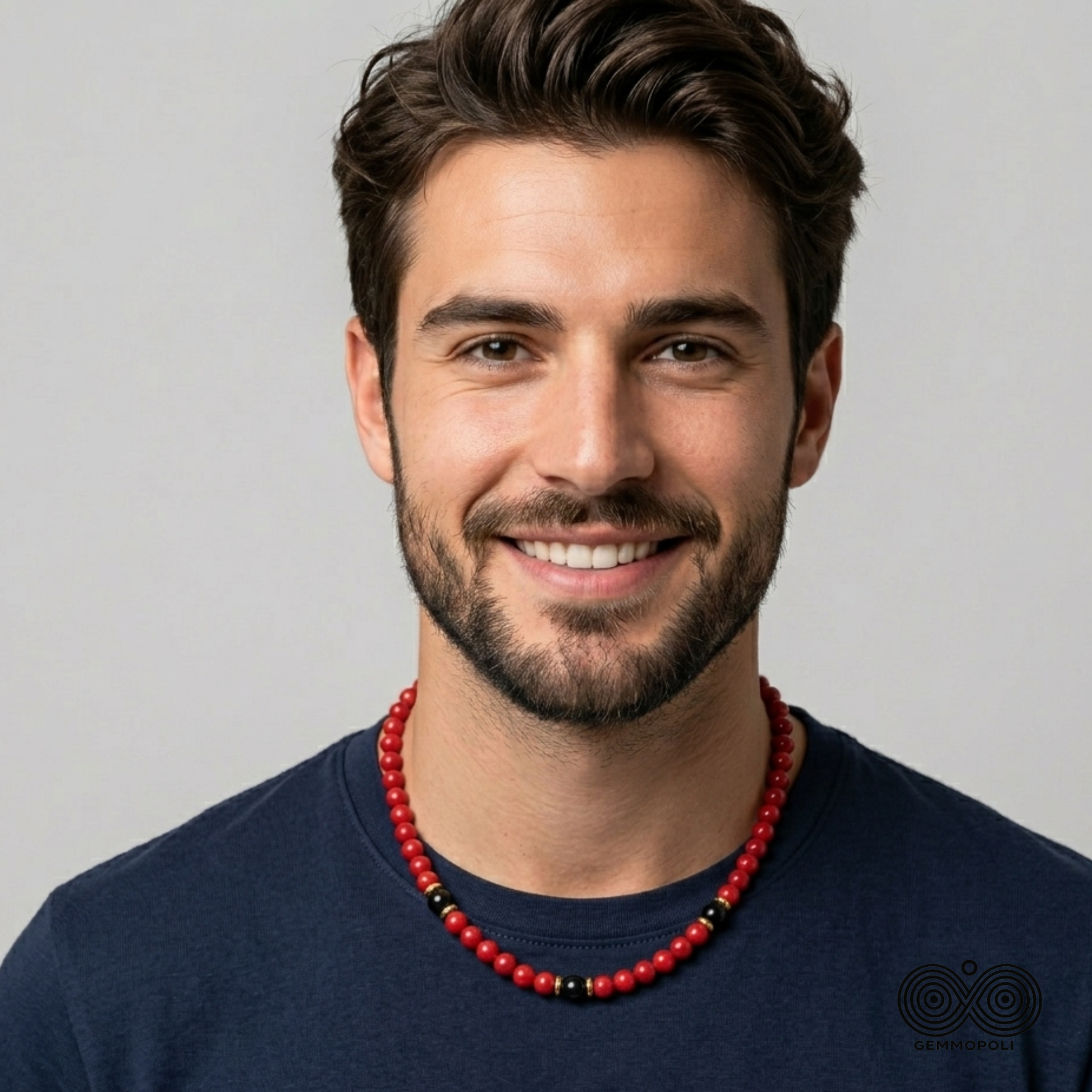 Collana uomo sportiva Rossa con dettagli Neri 