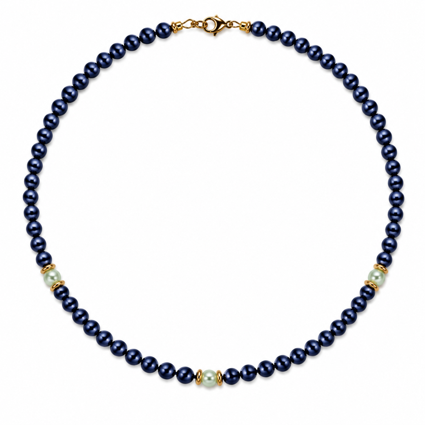 Collana Gemmopoli GA0061 Madreperla Blu con tre perle Verde Acqua 