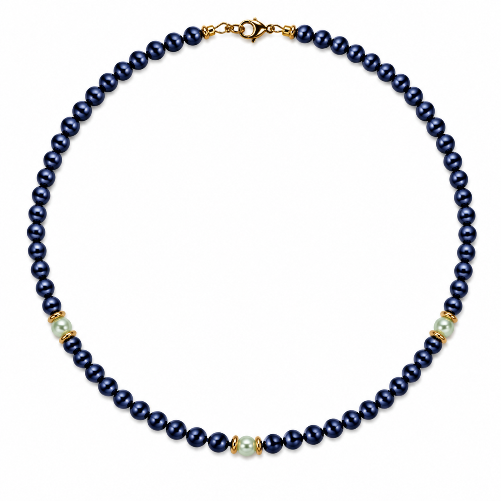 Collana Gemmopoli GA0061 Madreperla Blu con tre perle Verde Acqua 