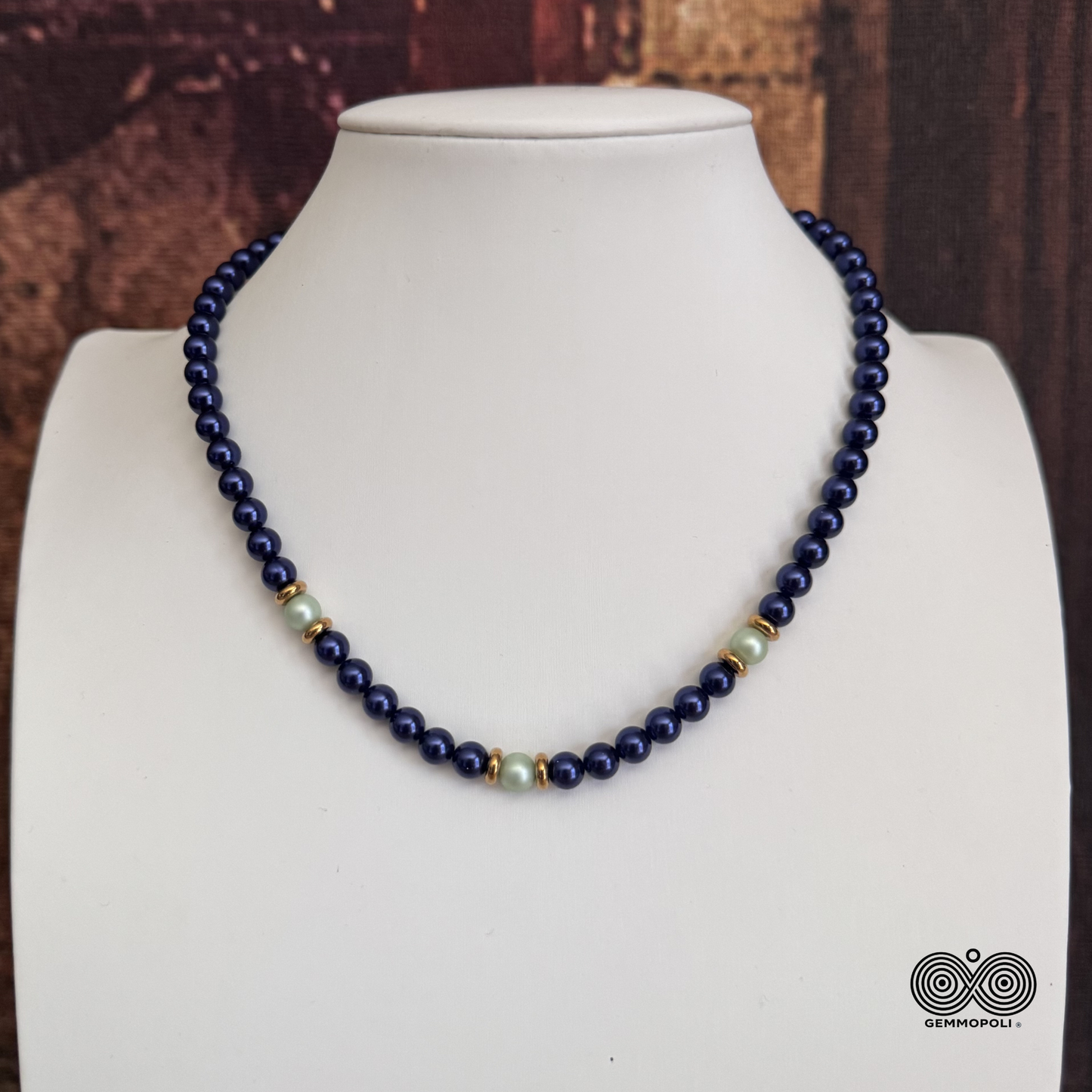 Collana Elegance Easy Blu e Verde Acqua 6 mm 
