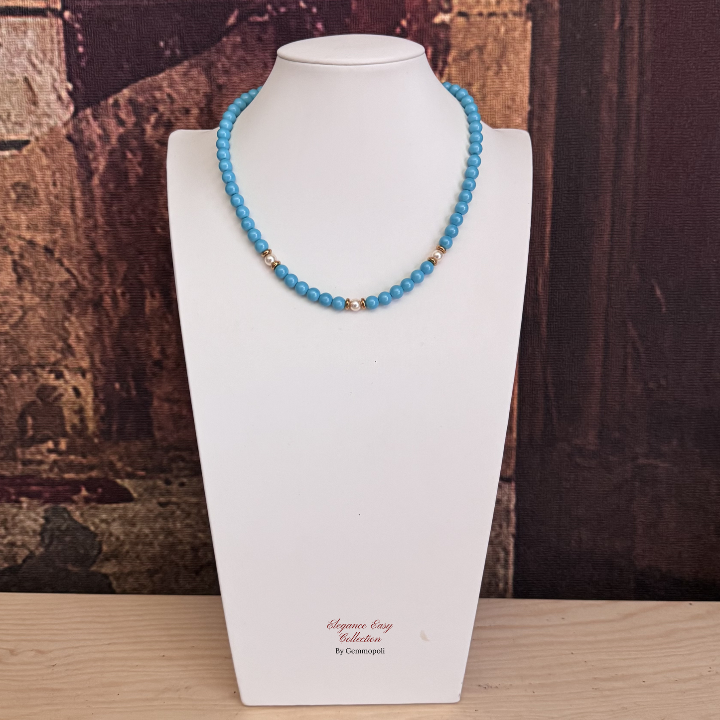 Collana Elegance Easy turchese luminosa formato 6 mm