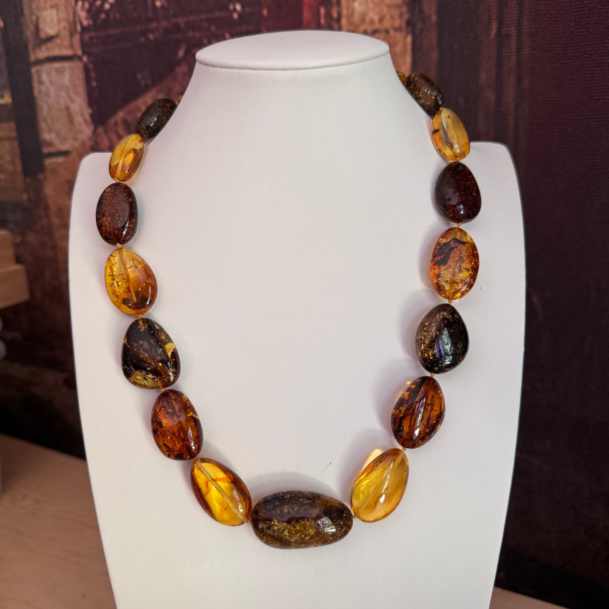 Collana Ambra Baltica naturale miele e cognac Punto Gemme GB0004