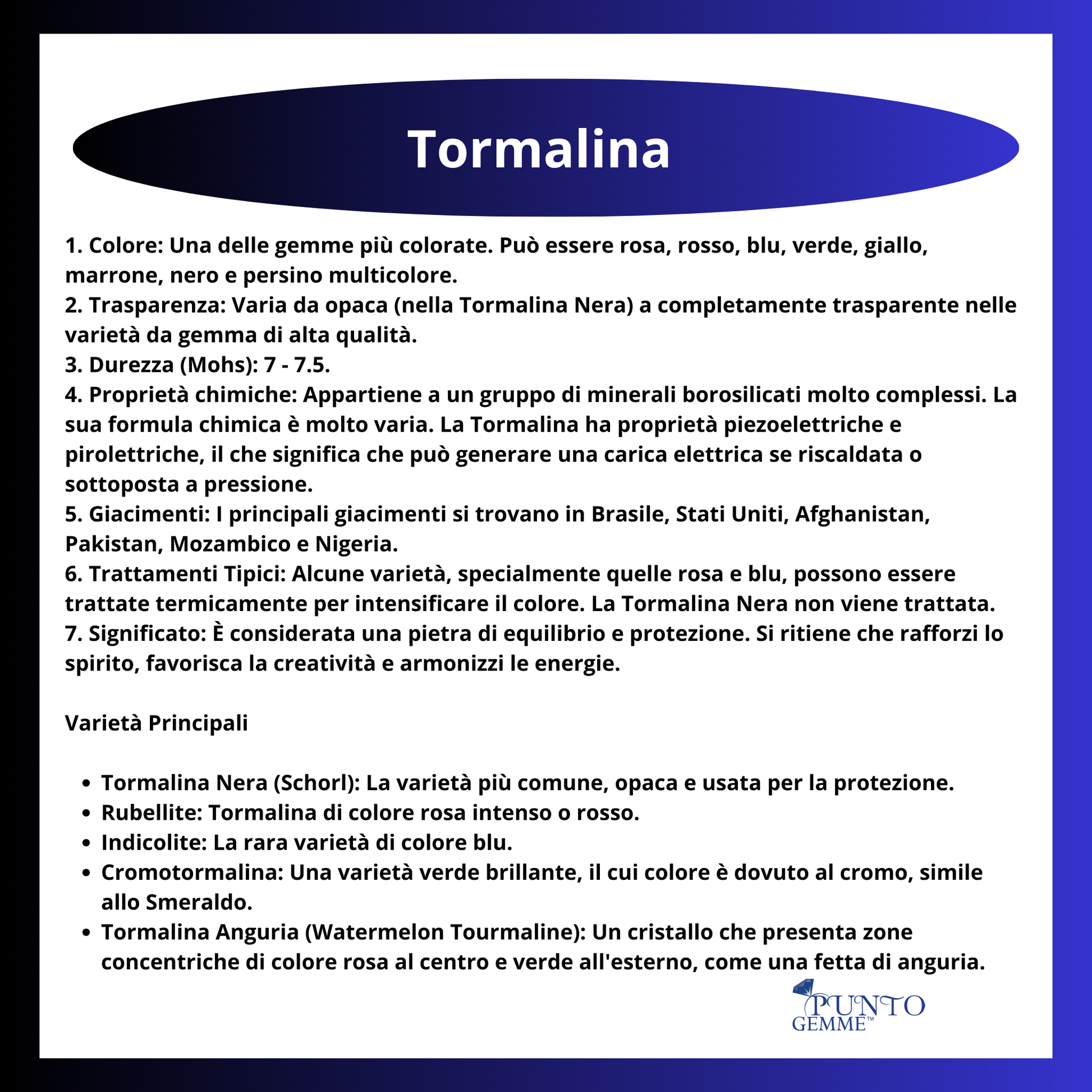 Caratteristiche Gemmologiche Tormalina