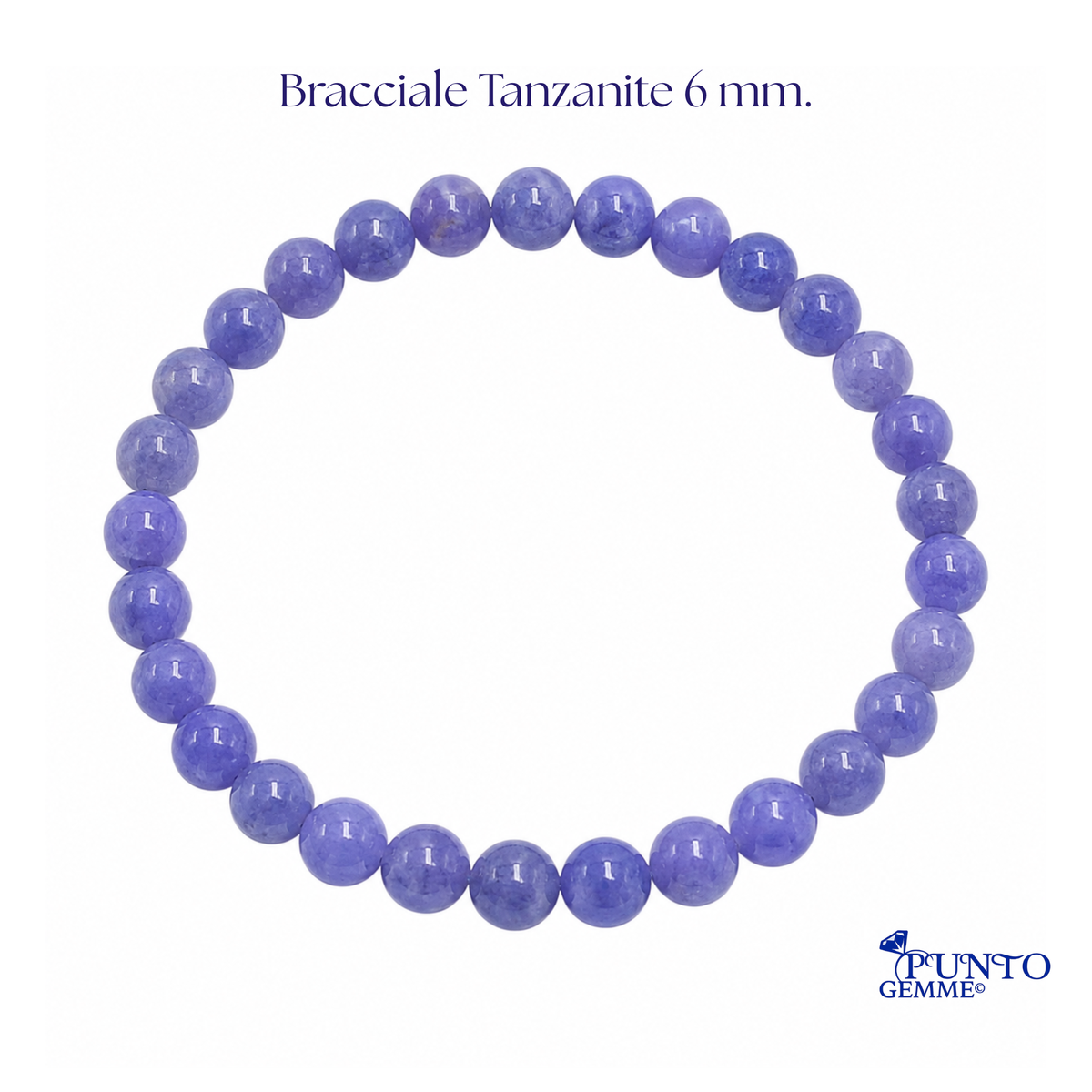 Bracciale Tanzanite naturale Tanzania 6 mm taglia M 18 cm MA0006