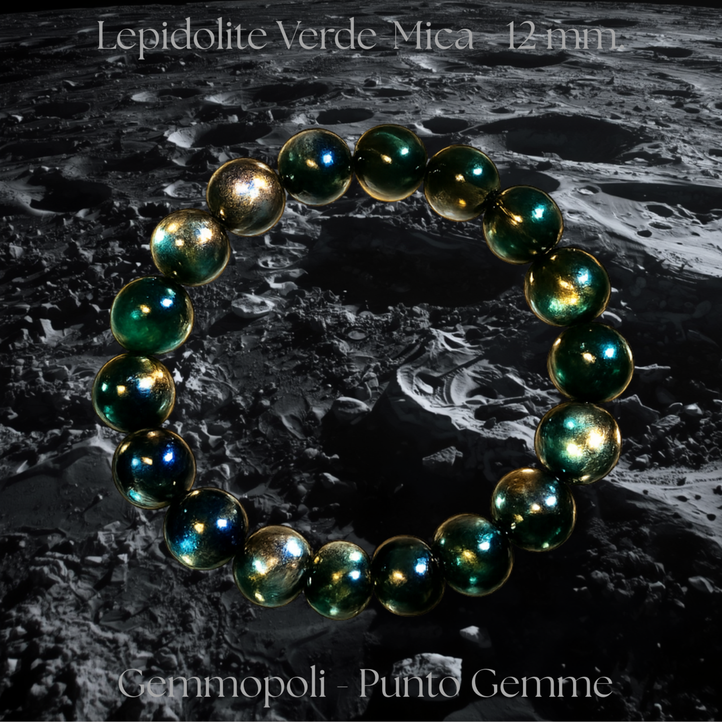Bracciale Lepidolite Verde Naturale 12 mm XL Certificato MA0014