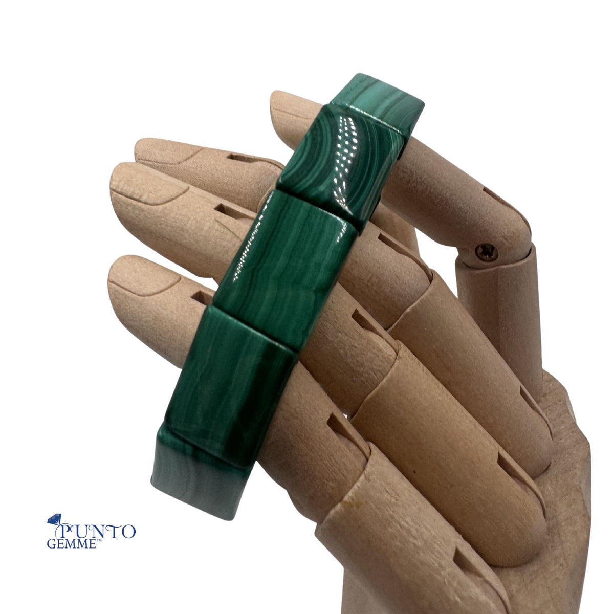 Bracciale doppio filo elastico pietre dure verdi rettangolari MA0048 calzata compatta.