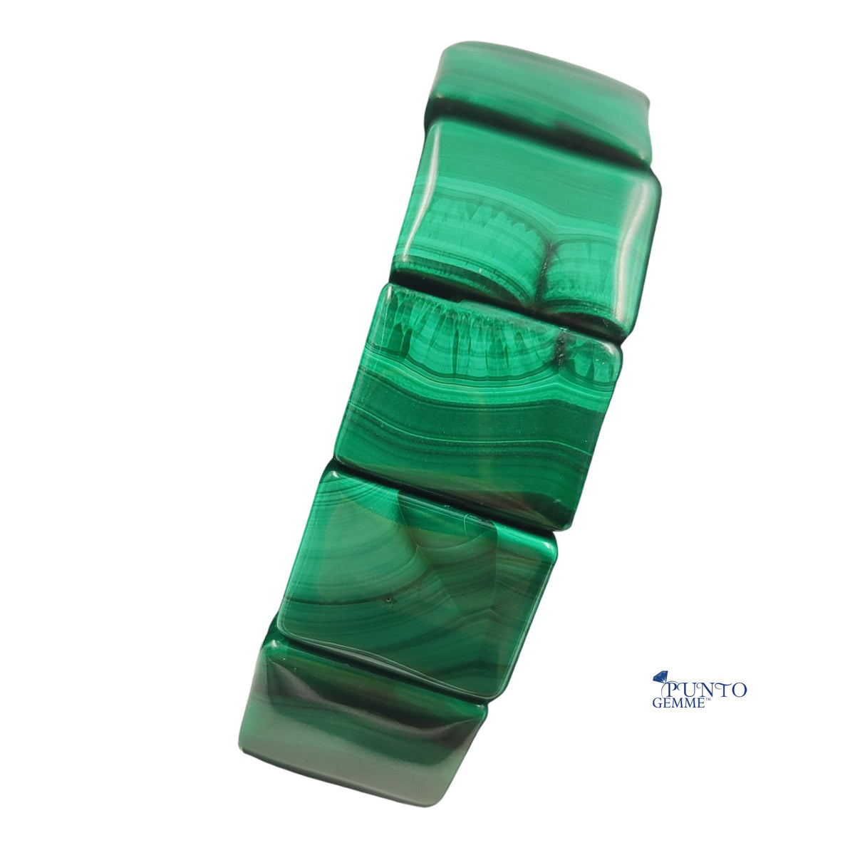 Bracciale malachite del Congo naturale  con placchette rettangolari MA0049